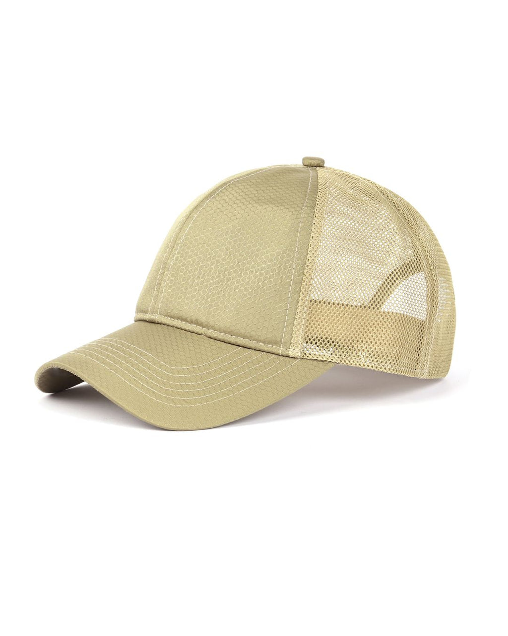 Khaki breathable mesh trucker hat for big heads XXL - front view - Zylioo
