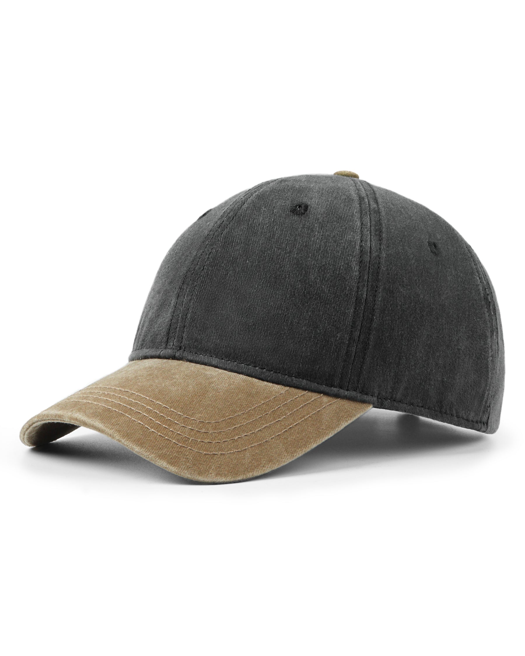 Gray black two-tone washed low profile baseball cap for big heads XXL - front view - Zylioo