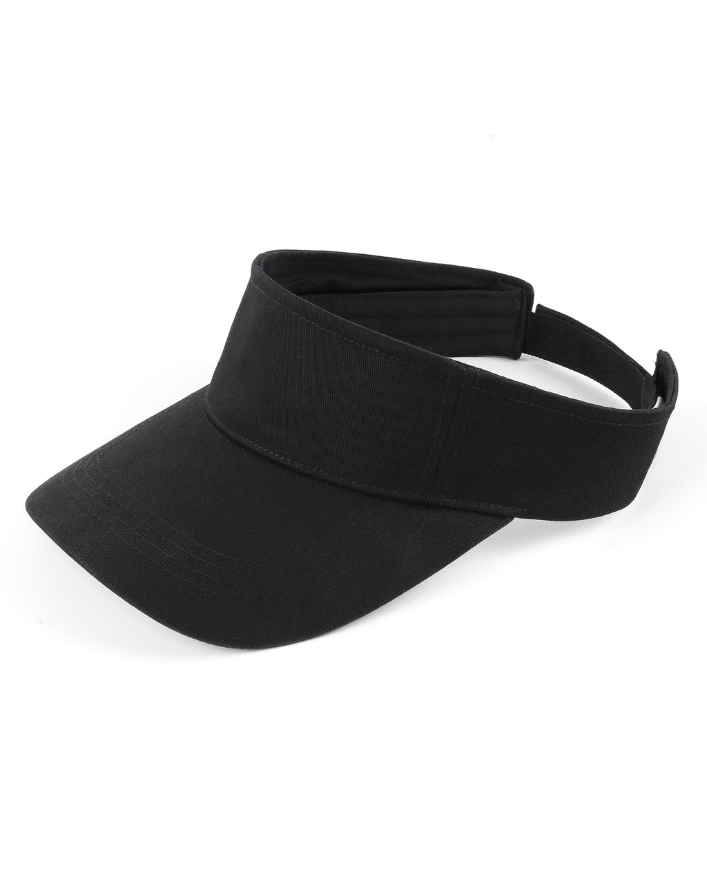 Black wide brim sun visor side view showing brim coverage