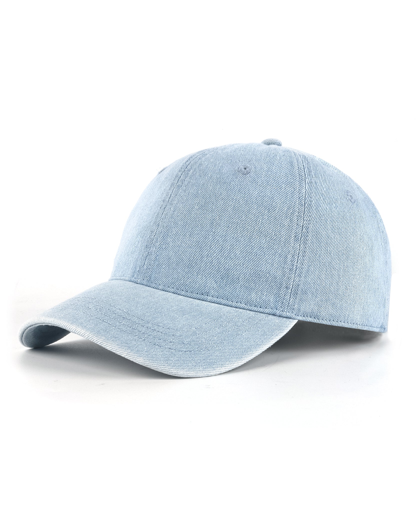 Light blue soft crown washed denim baseball cap for big heads XXL - front view - Zylioo