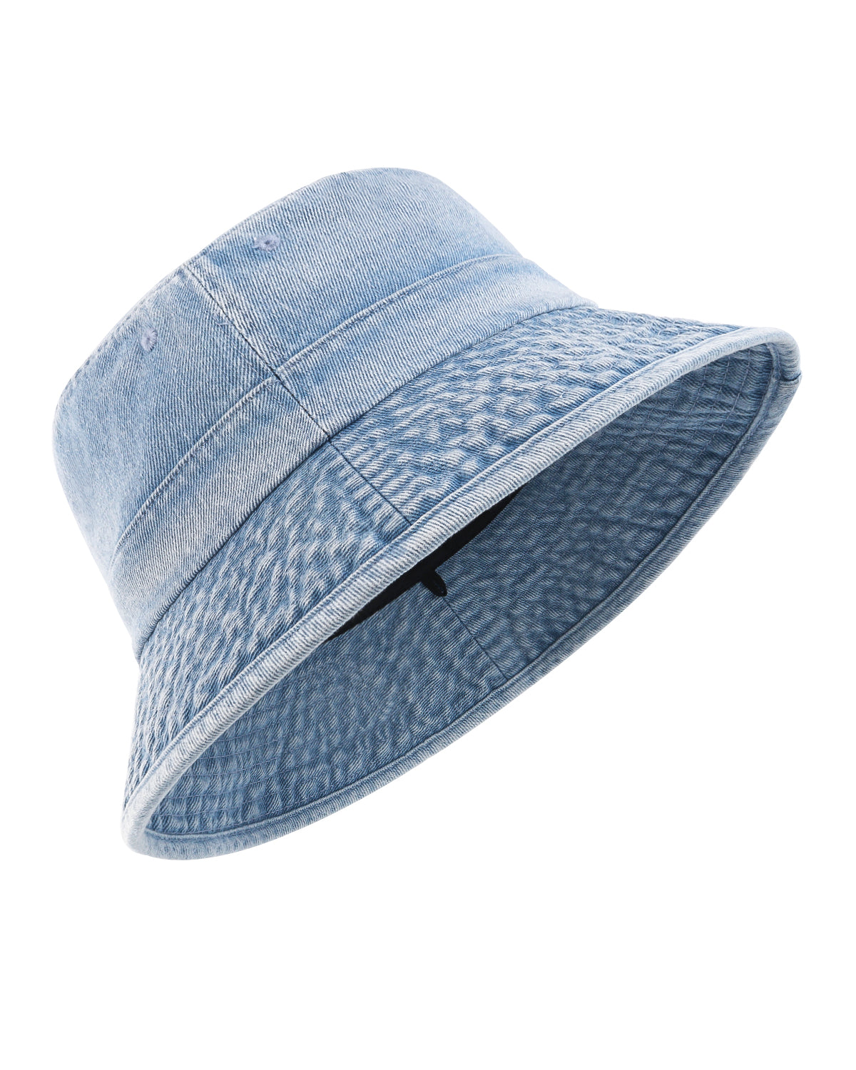 Light blue washed denim bucket hat for big heads front view