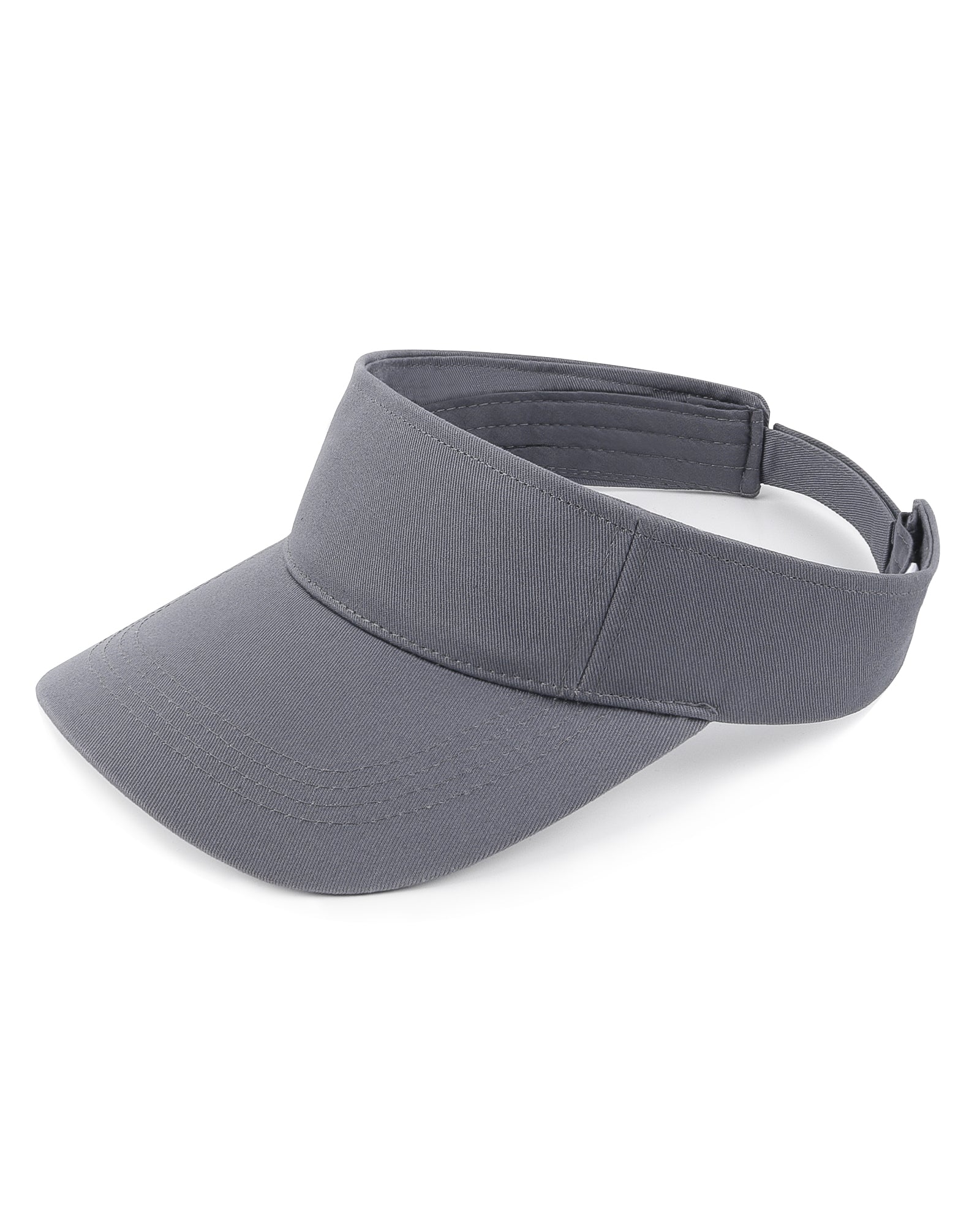 Gray wide brim sun visor side view showing brim coverage