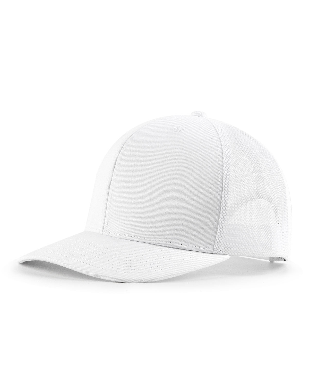 White mid profile snapback mesh trucker hat for big heads XXL - front view - Zylioo