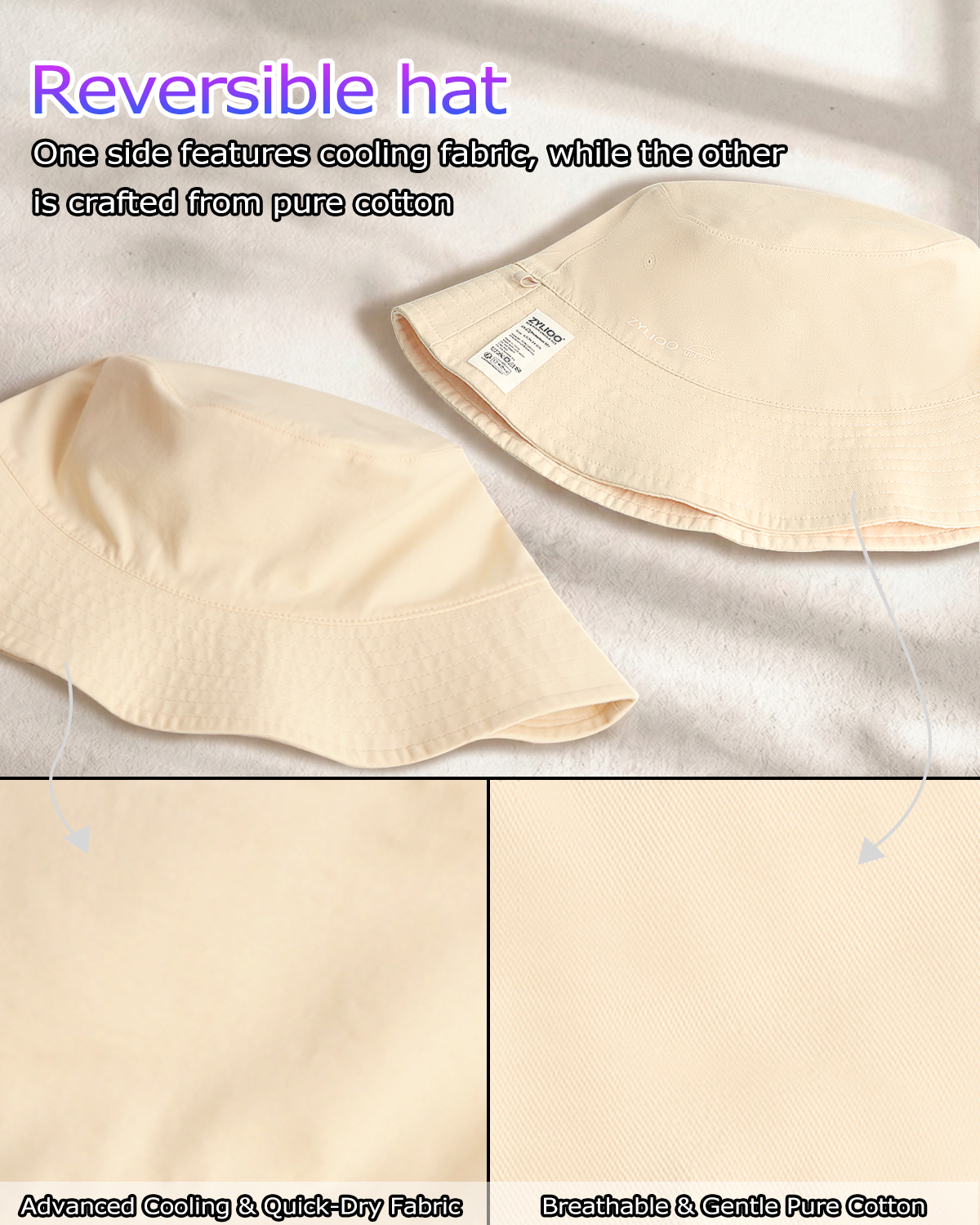 Reversible Cooling Bucket Hat for Big Heads