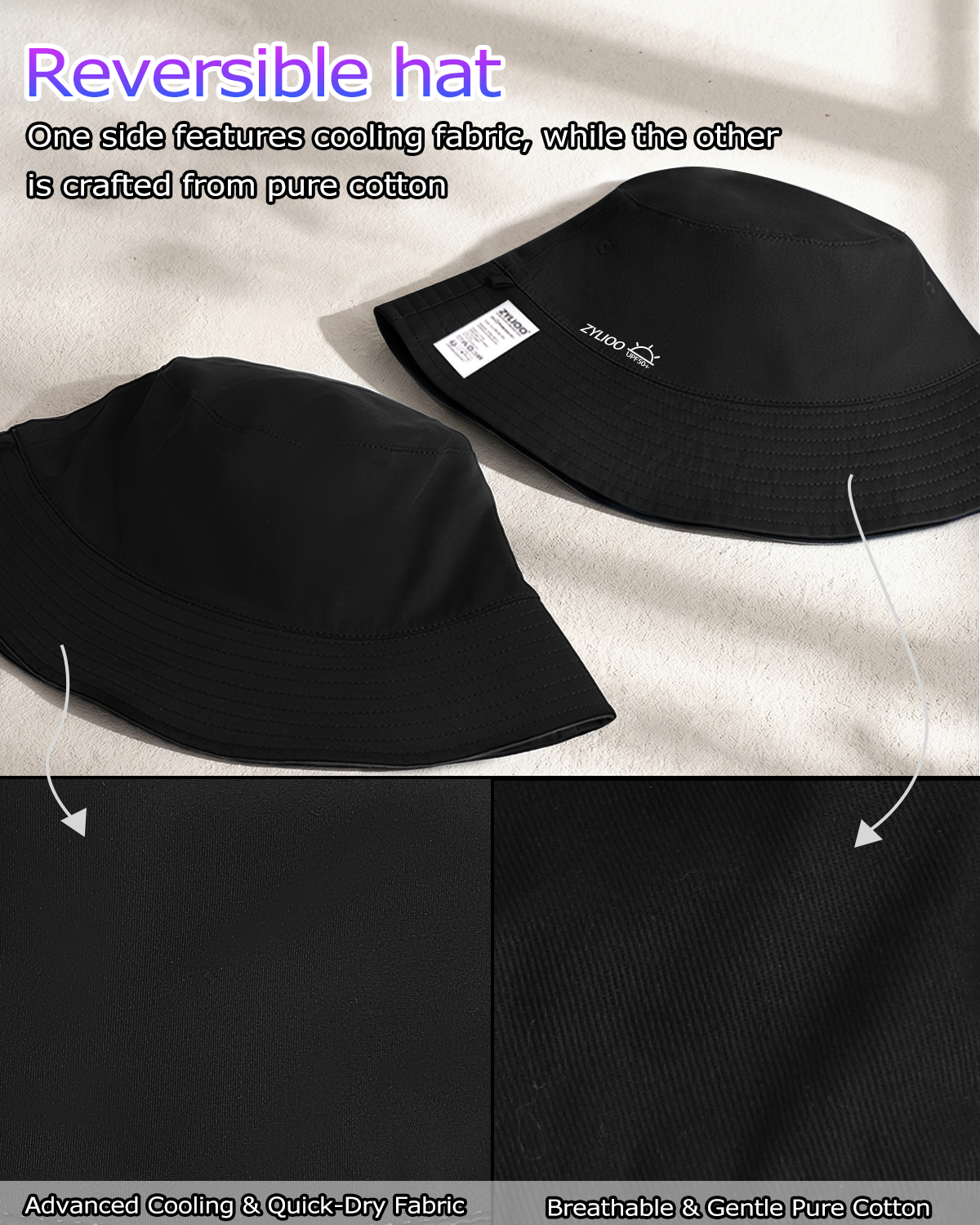 Reversible Cooling Bucket Hat for Big Heads