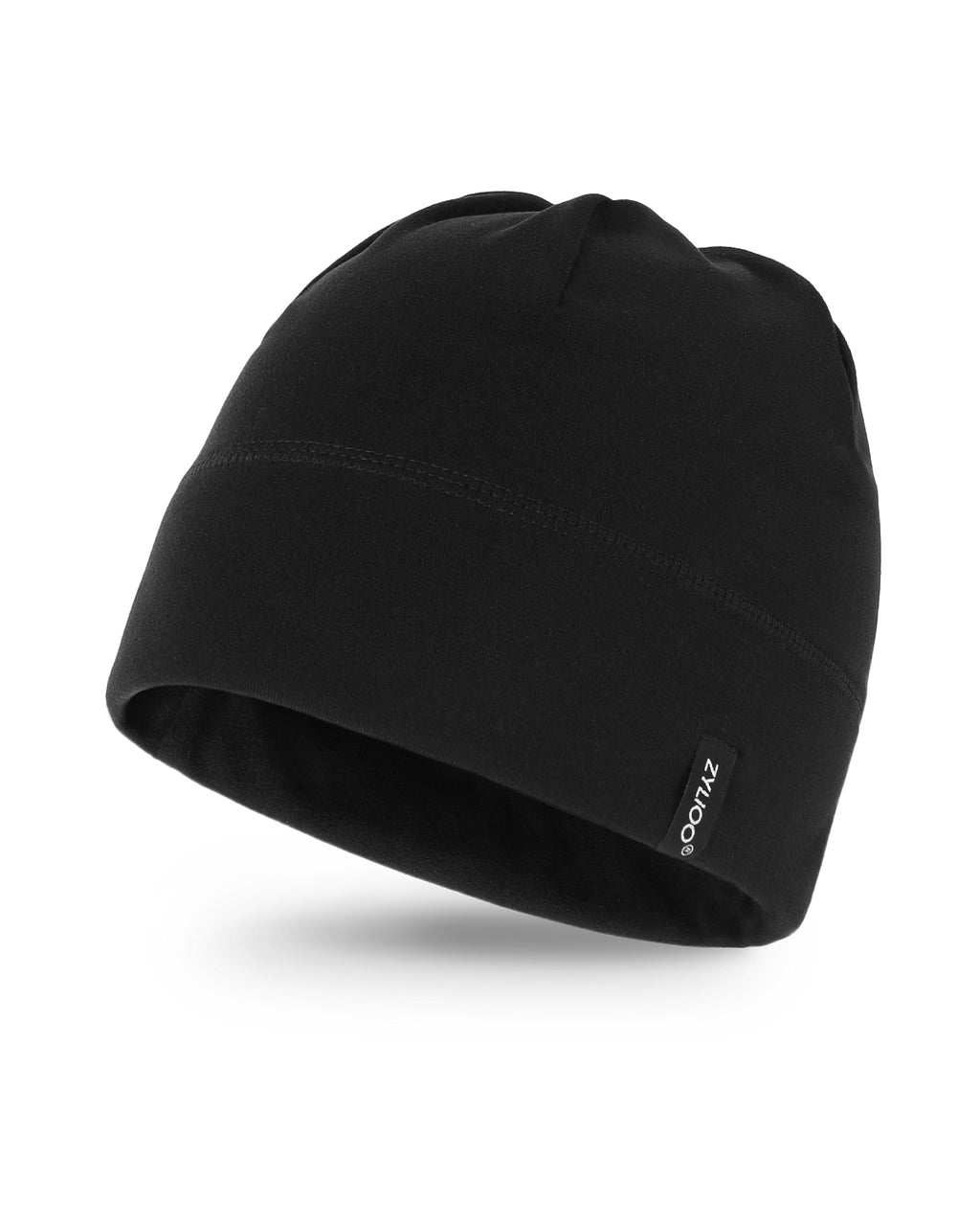 Black fleece skull cap for big heads XXL - front view - Zylioo