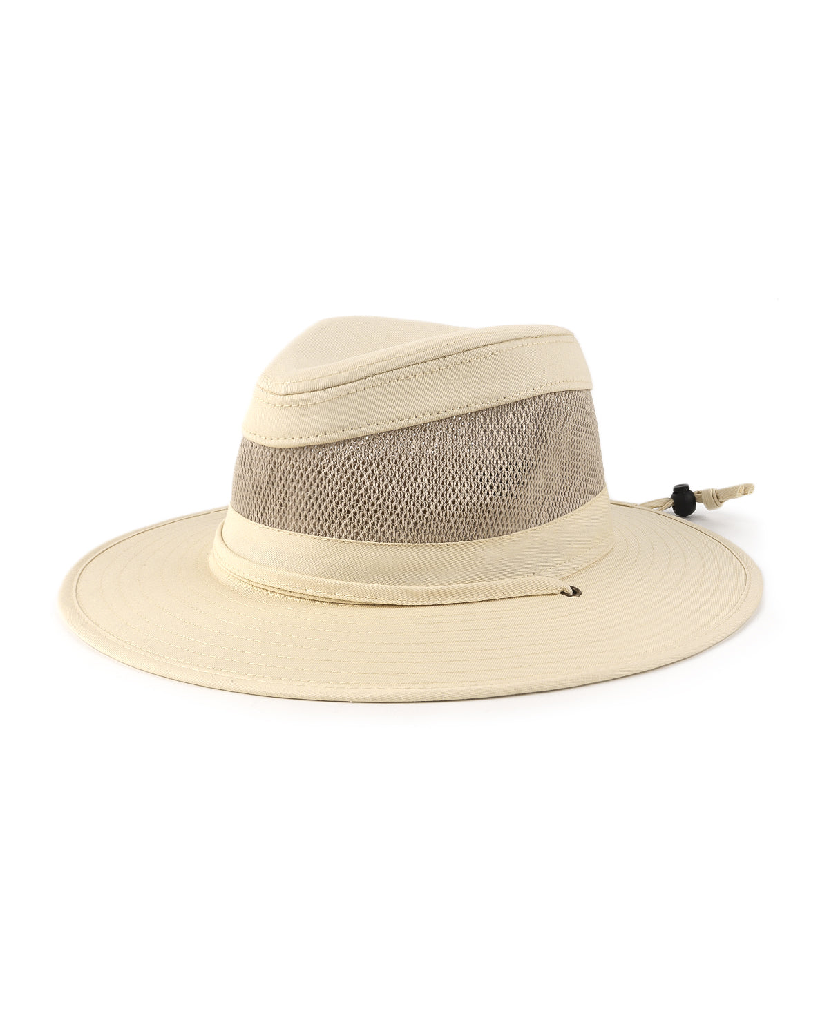Beige breathable wide brim safari hat for big heads front view