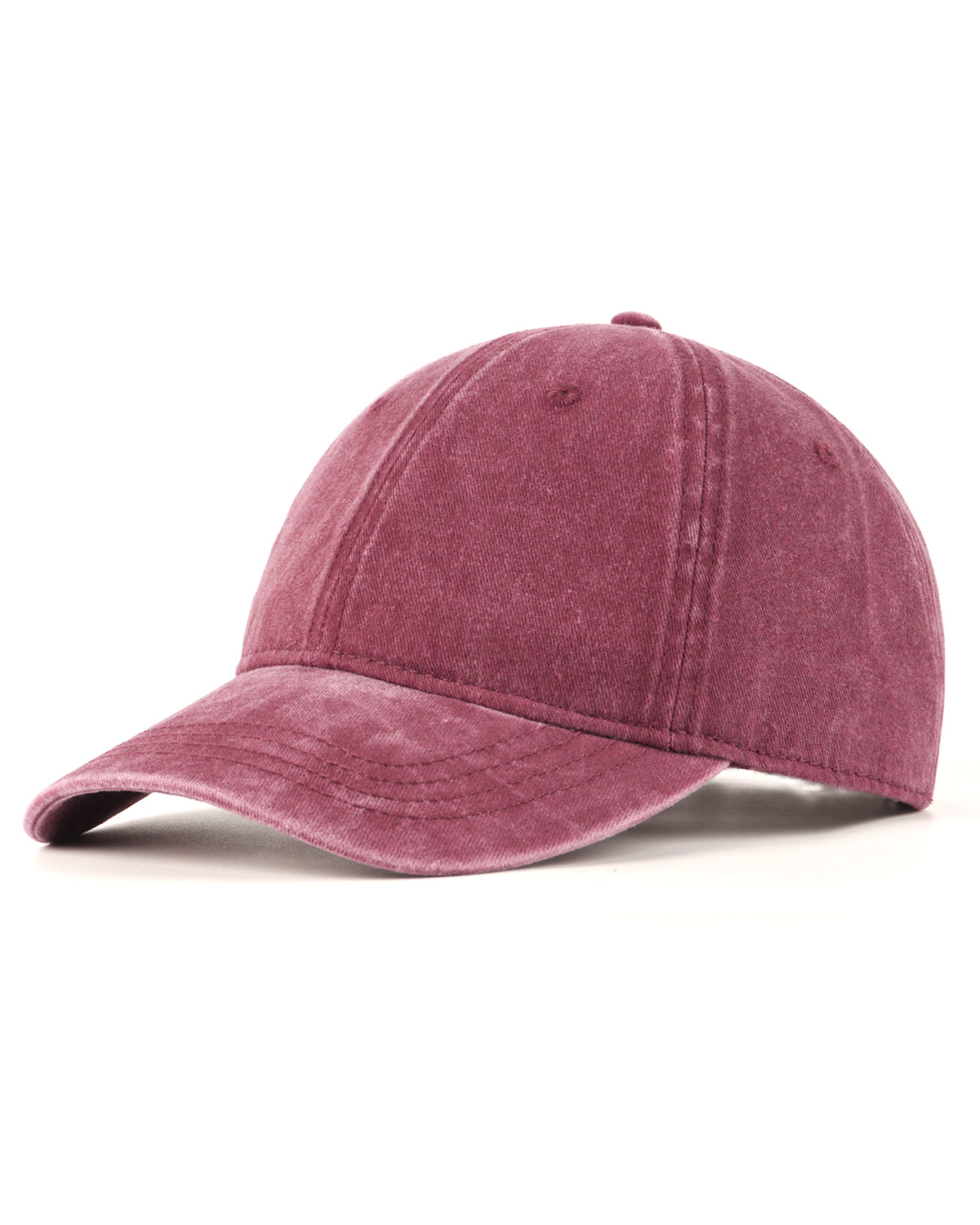 Wine red washed denim baseball cap for big heads XXL - front view - Zylioo