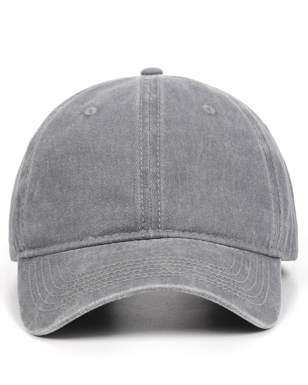 Gray washed denim baseball cap for big heads XXL - front view - Zylioo