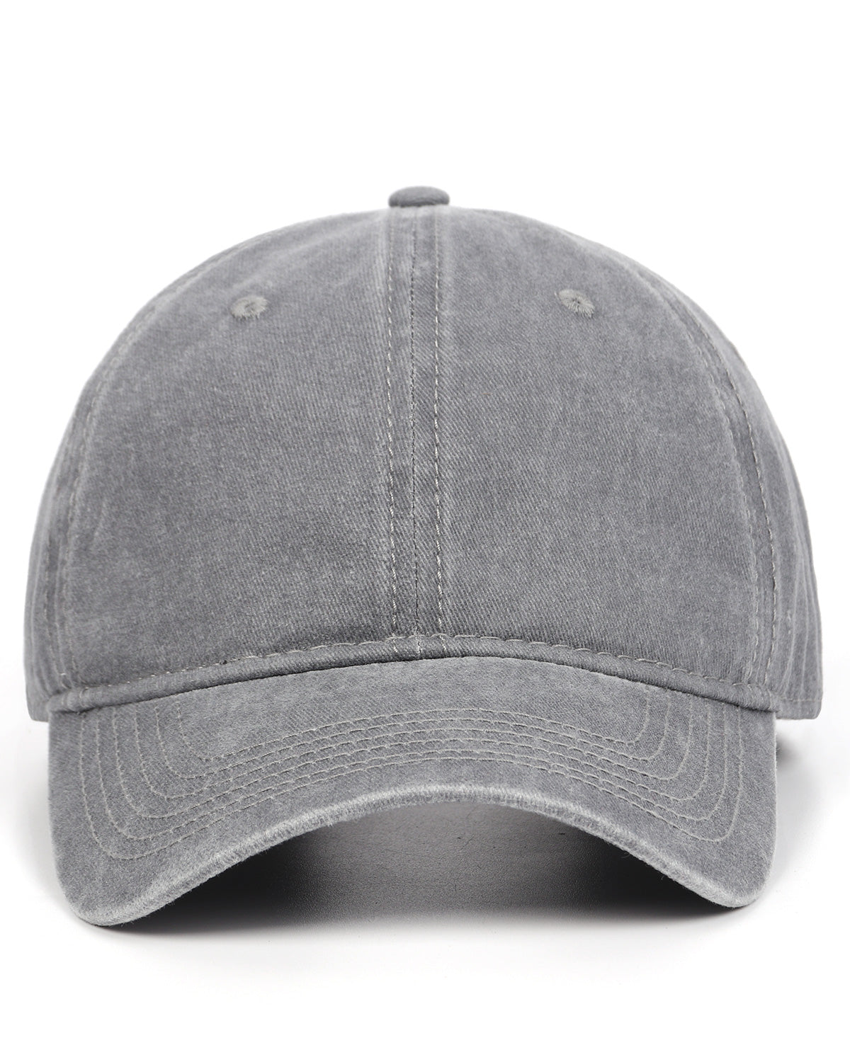 Gray washed denim baseball cap for big heads XXL - front view - Zylioo