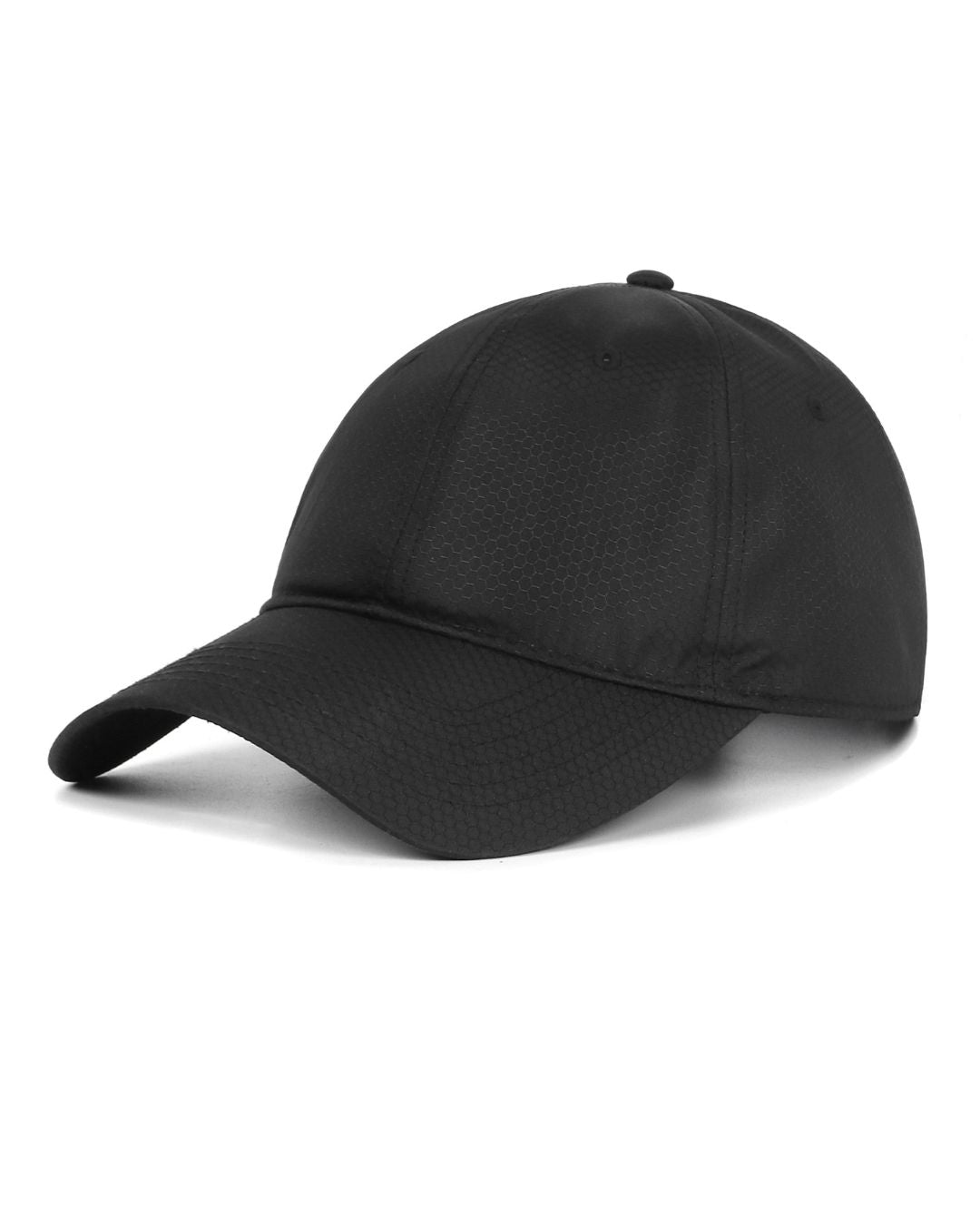  Black textured quick-dry baseball cap for big heads XXL - three quarter view - Zylioo