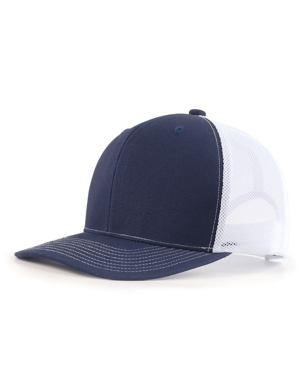 Navy blue mid profile snapback mesh trucker hat for big heads XXL - front view - Zylioo
