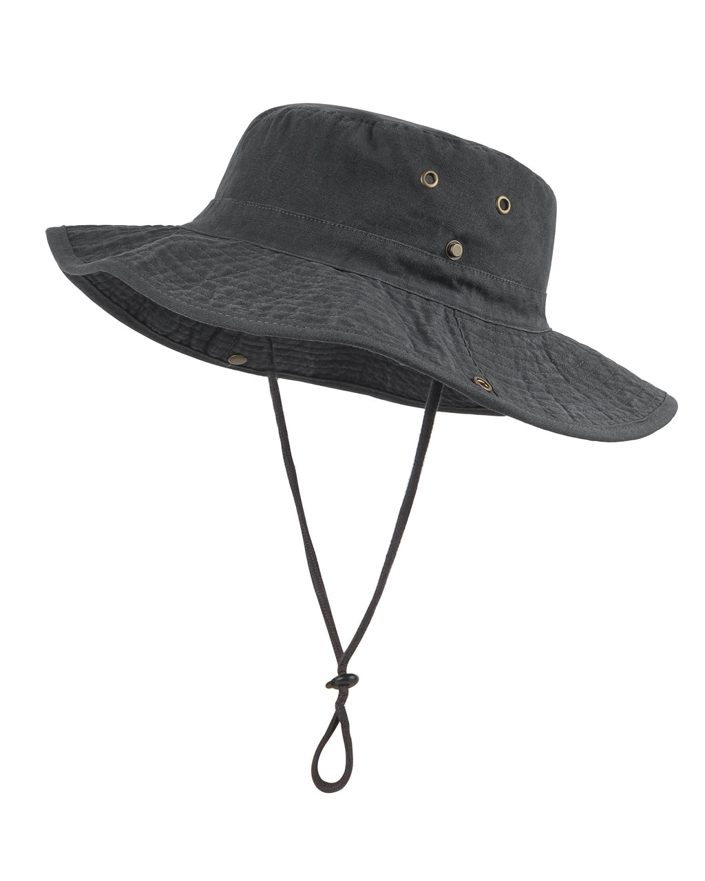 Black washed boonie sun hat for big heads XXL - front view - Zylioo
