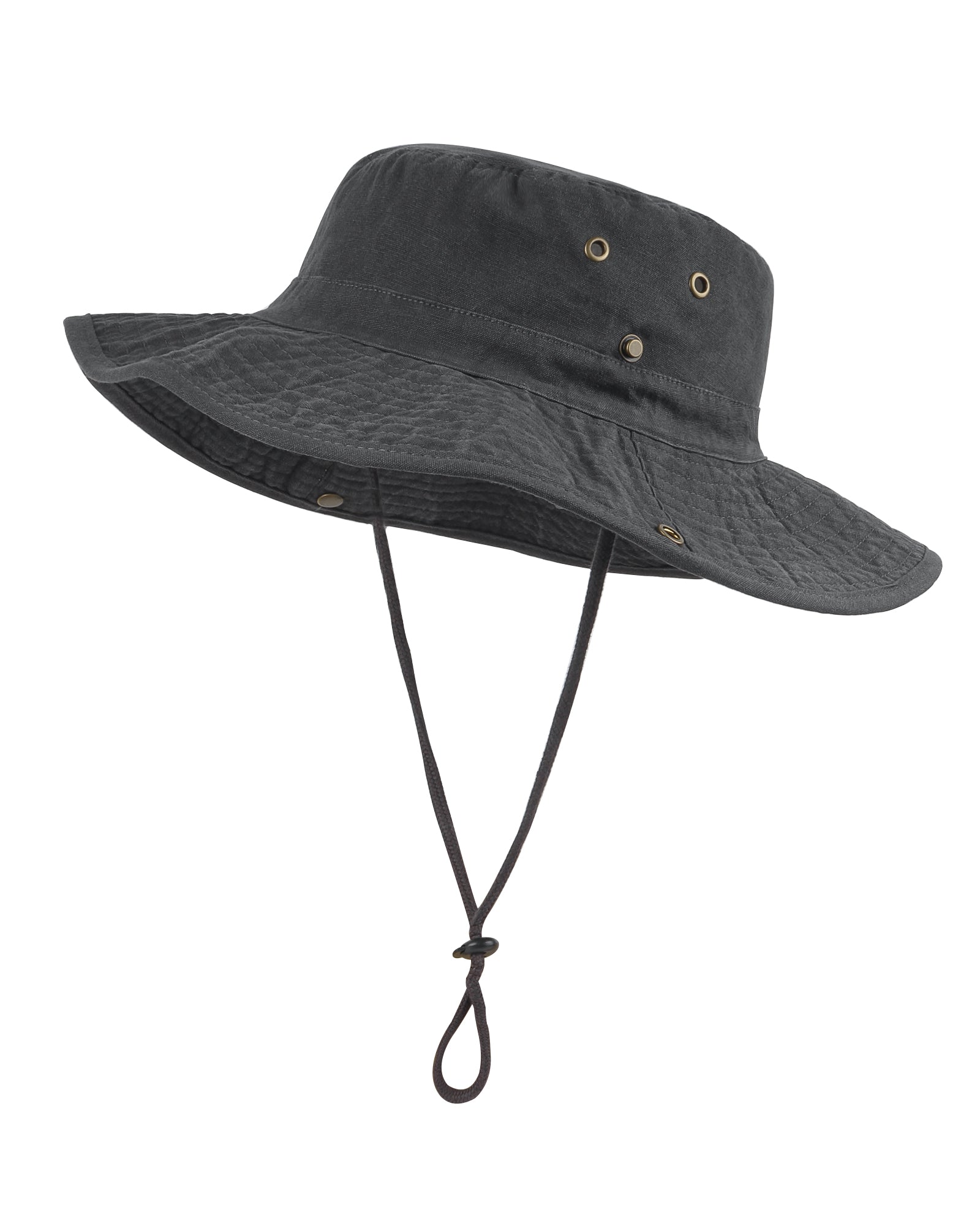 Black washed boonie sun hat for big heads XXL - front view - Zylioo