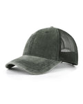 Army green cooling mesh washed trucker hat for big heads XXL - three quarter view - Zylioo