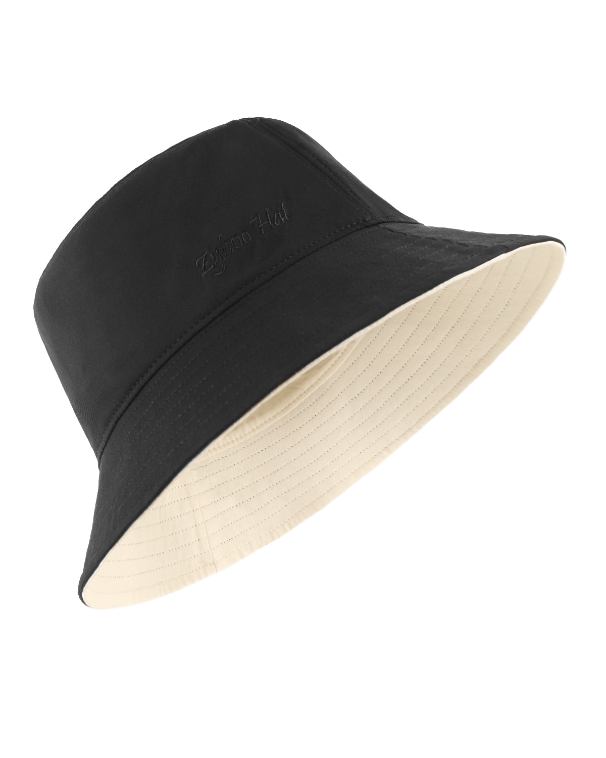 Beige reversible floral bucket hat for big heads front view