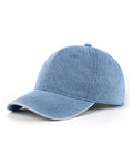  Blue soft crown washed denim baseball cap for big heads XXL - front view - Zylioo