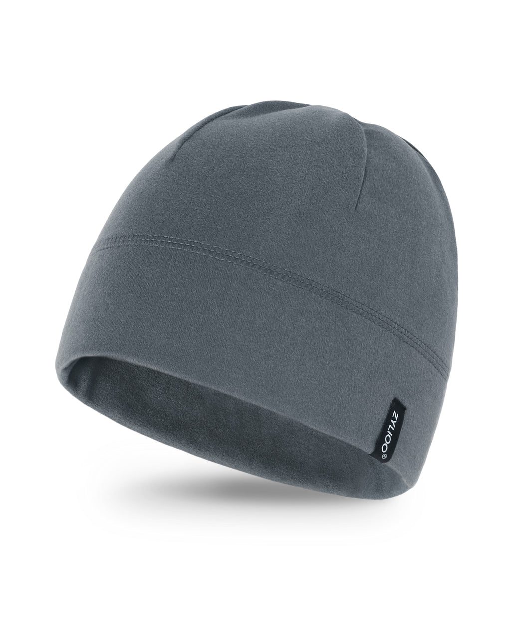Gray fleece skull cap for big heads XXL - front view - Zylioo