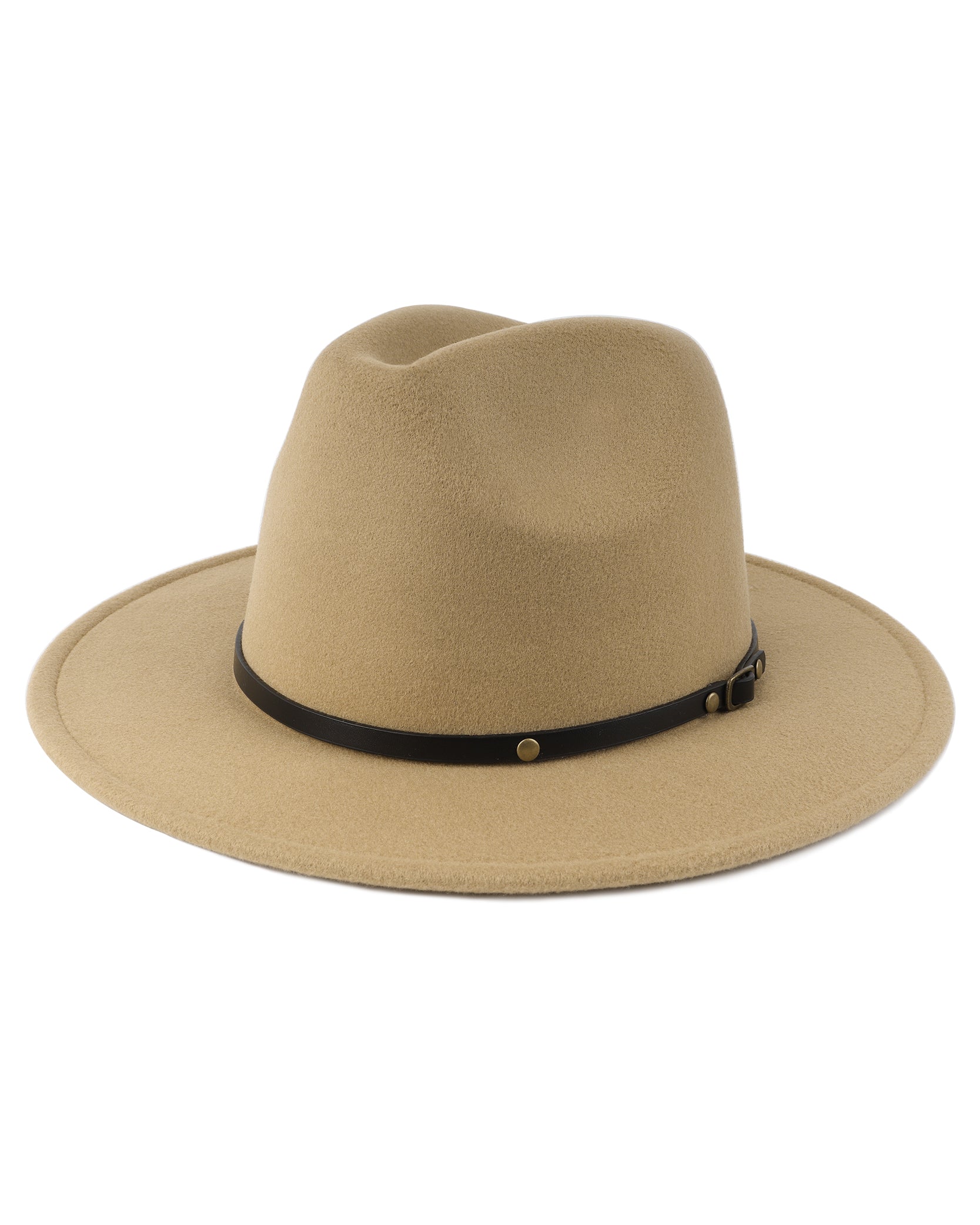  Khaki felt fedora panama for big heads XXL - front view - Zylioo