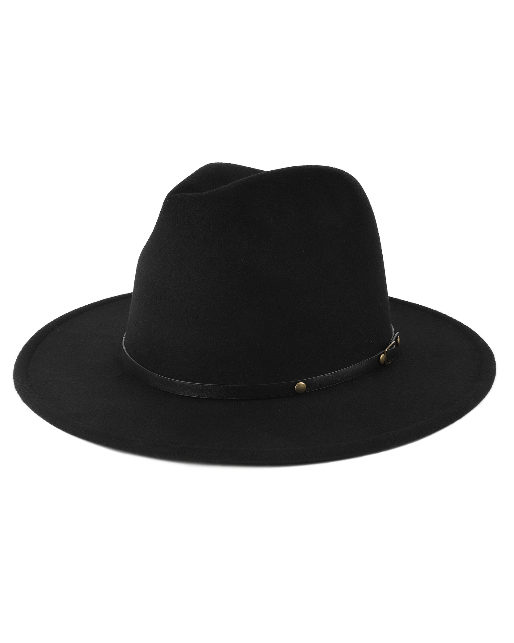 Black felt fedora panama for big heads XXL - front view - Zylioo