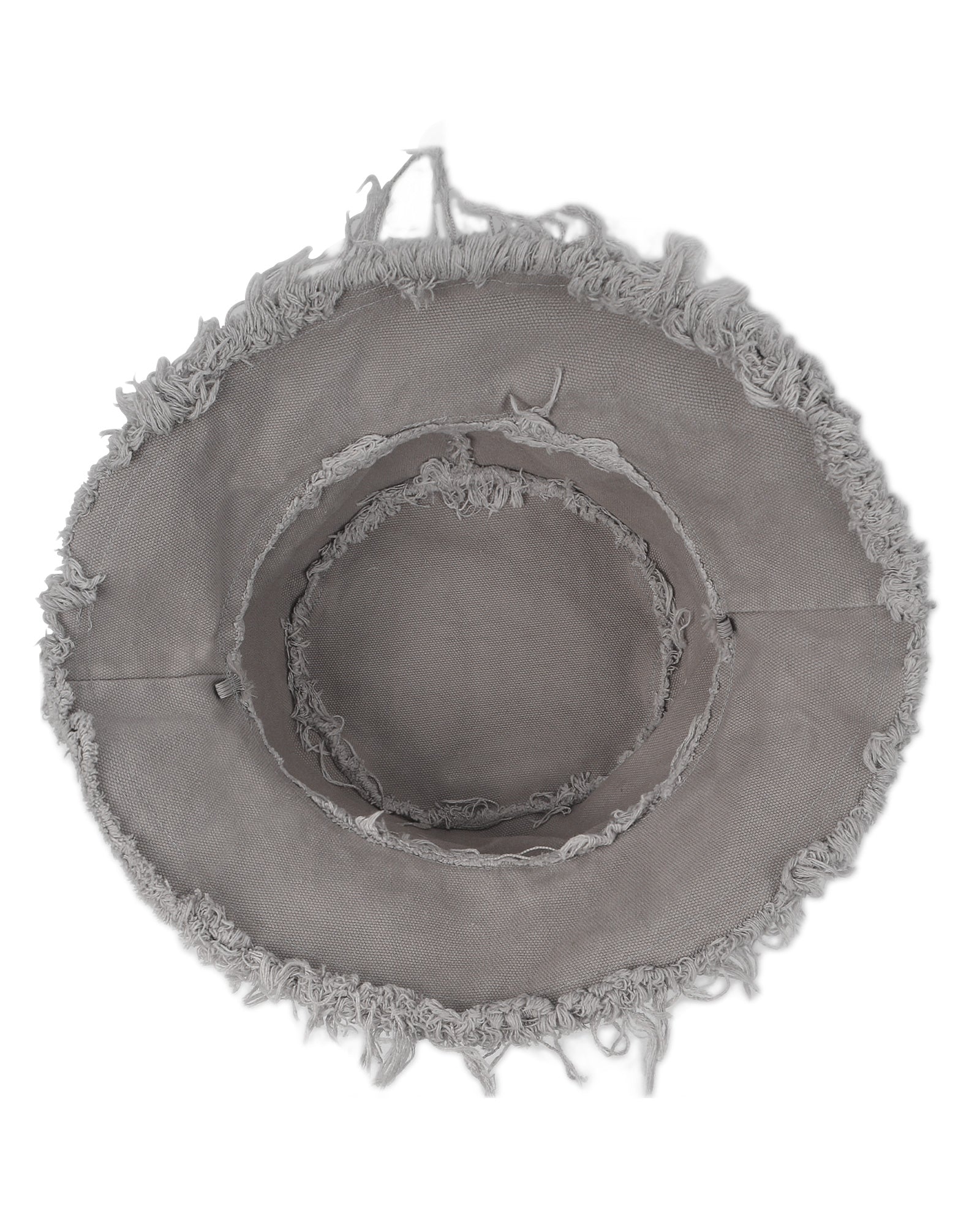 Reversible gray bucket hat interior - contrast lining and stitching detail