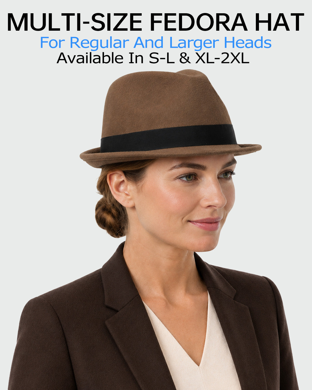 Verstellbarer Filz-Trilby-Fedora für große Köpfe