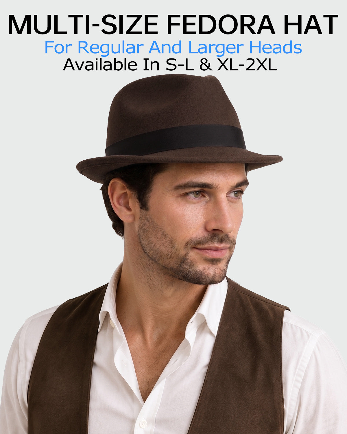 Verstellbarer Filz-Trilby-Fedora für große Köpfe