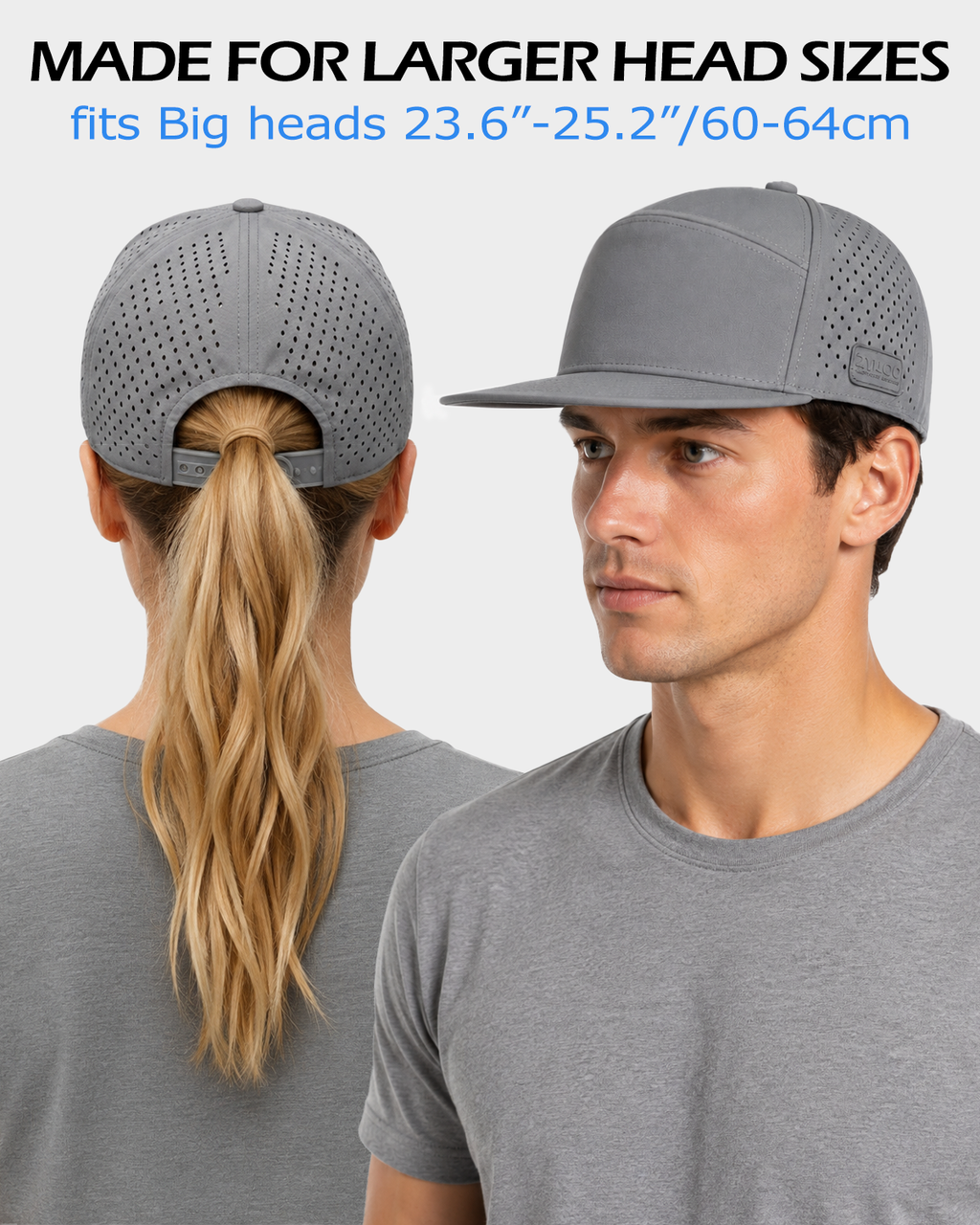 Gorra de 6 paneles con perforaciones láser para cabezas grandes