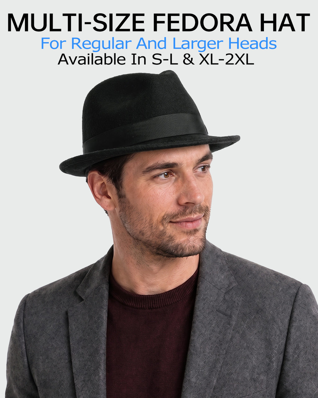 Verstellbarer Filz-Trilby-Fedora für große Köpfe
