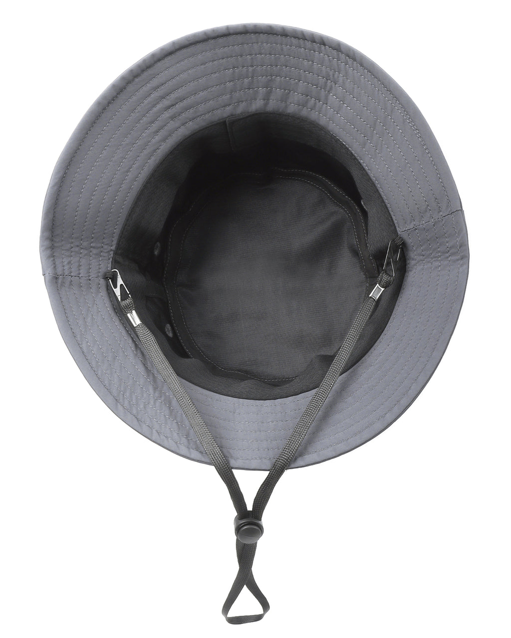Grey quick-dry bucket hat for big heads - interior sweatband detail