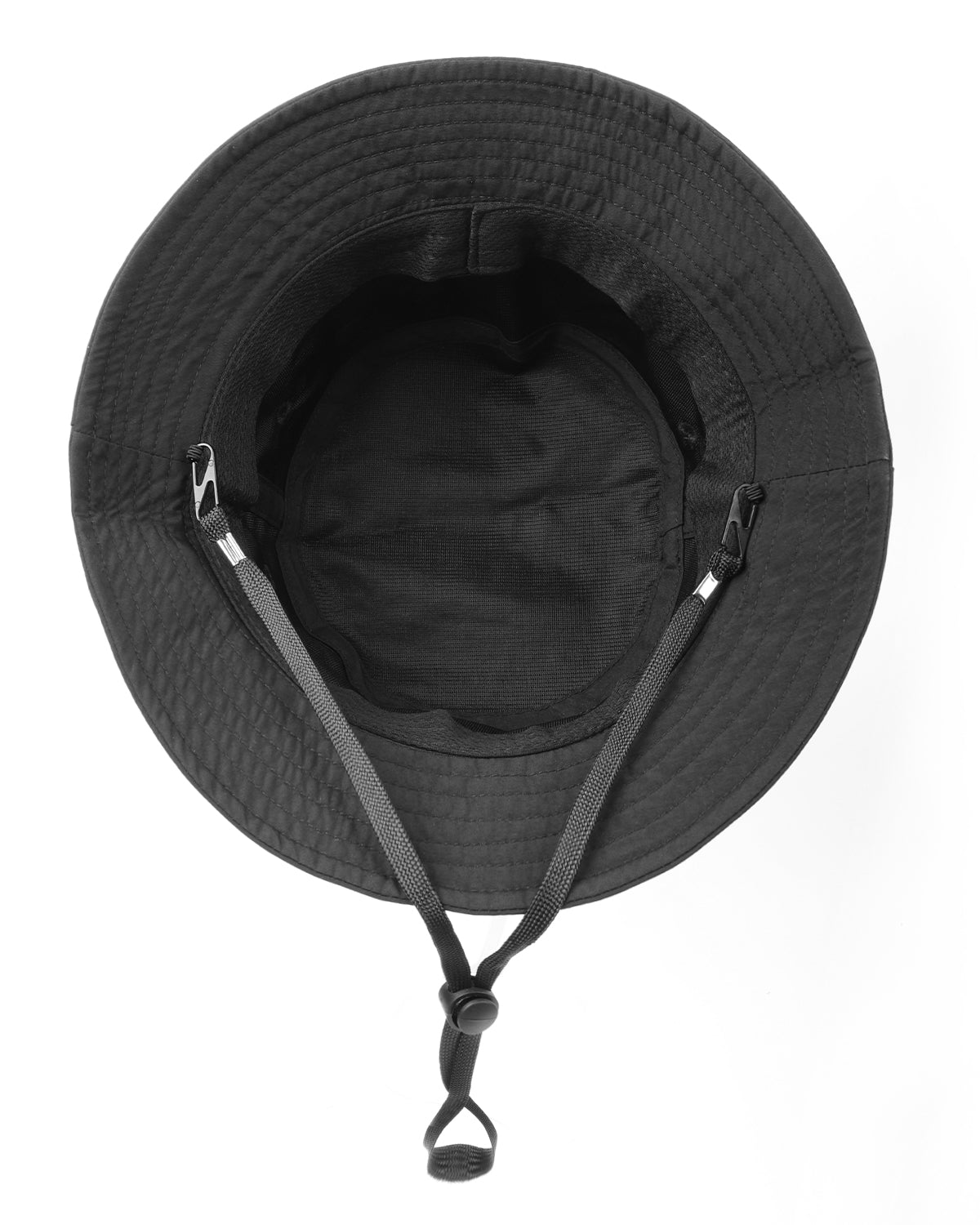Black quick-dry bucket hat for big heads - interior sweatband detail
