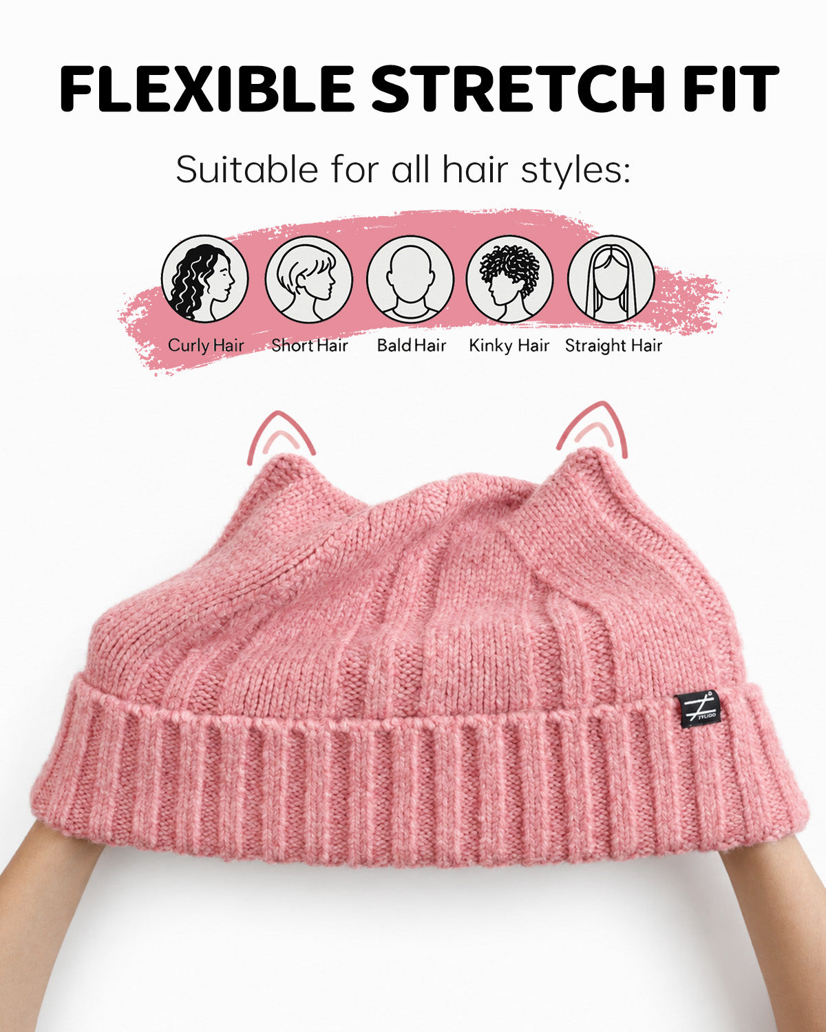 Fuzzy Cat Ear Beanie for Big Heads