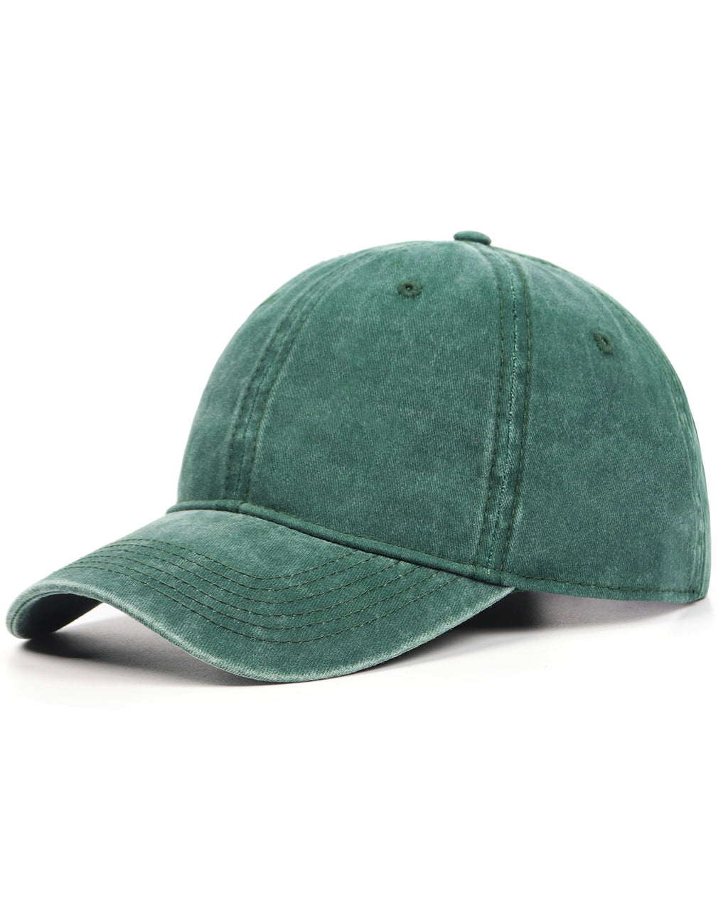 Dark green washed denim baseball cap for big heads XXL - front view Zylioo