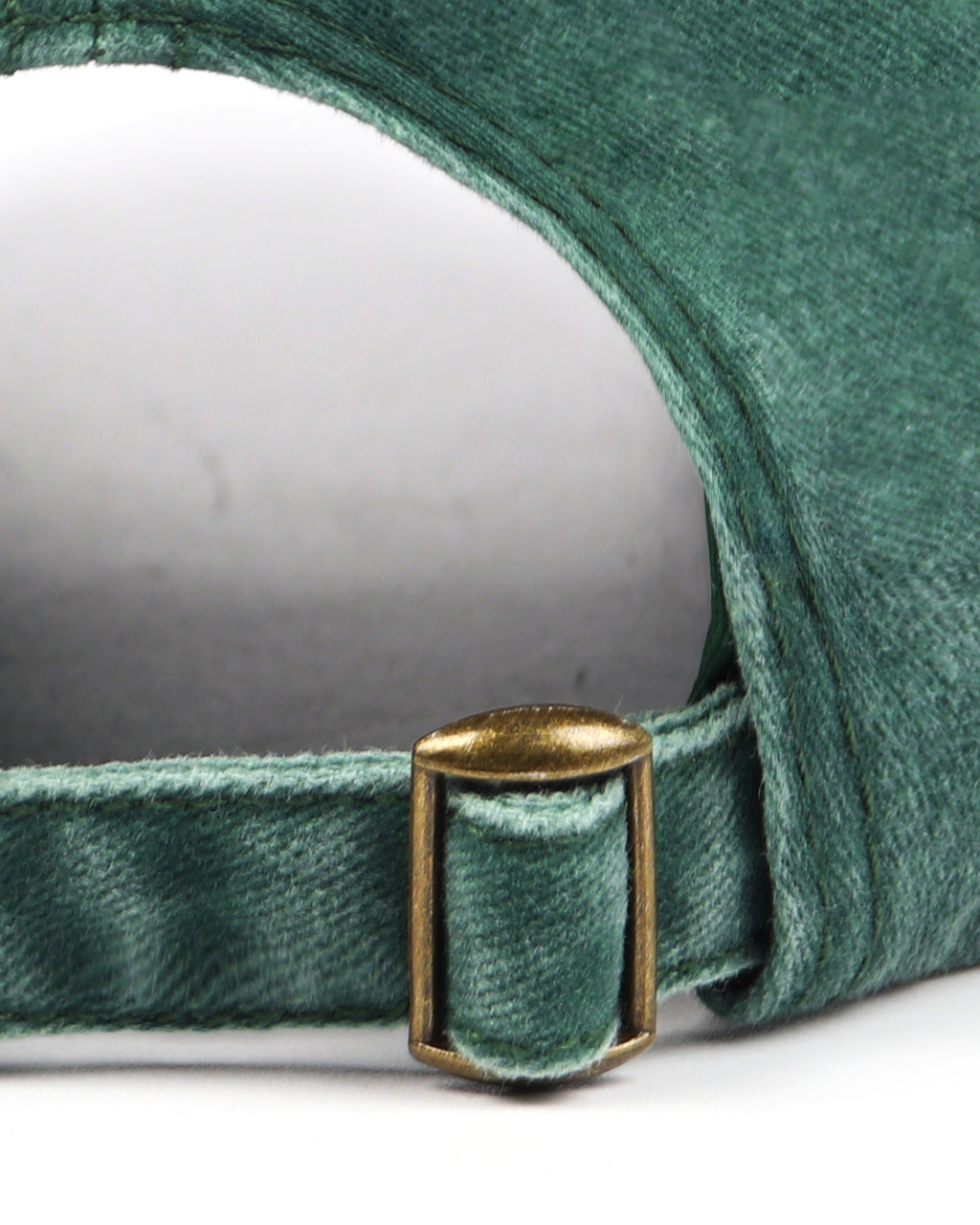 Dark green washed denim baseball cap for big heads -adjustable strap close-up