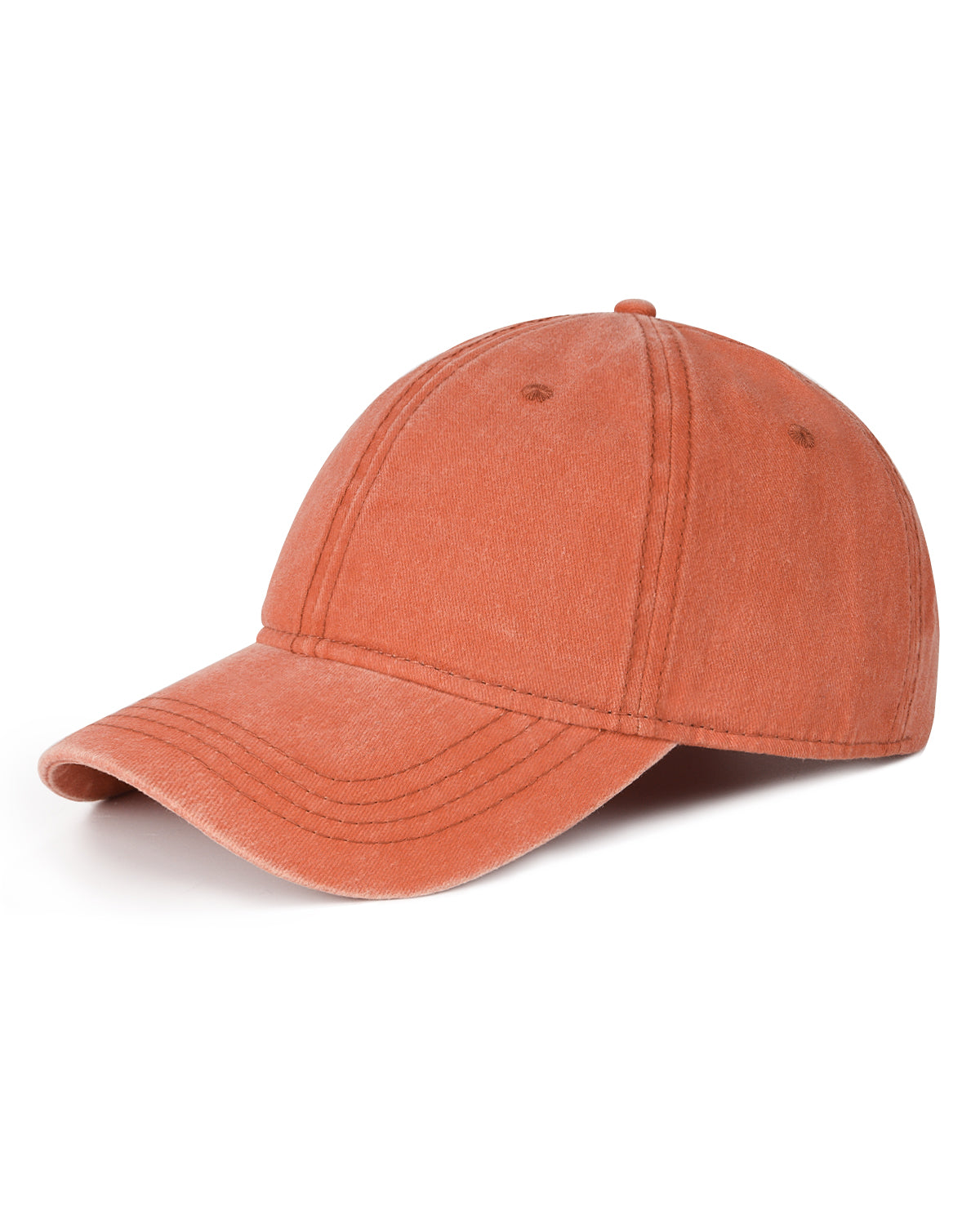 Orange washed denim baseball cap for big heads XXL - front view Zylioo