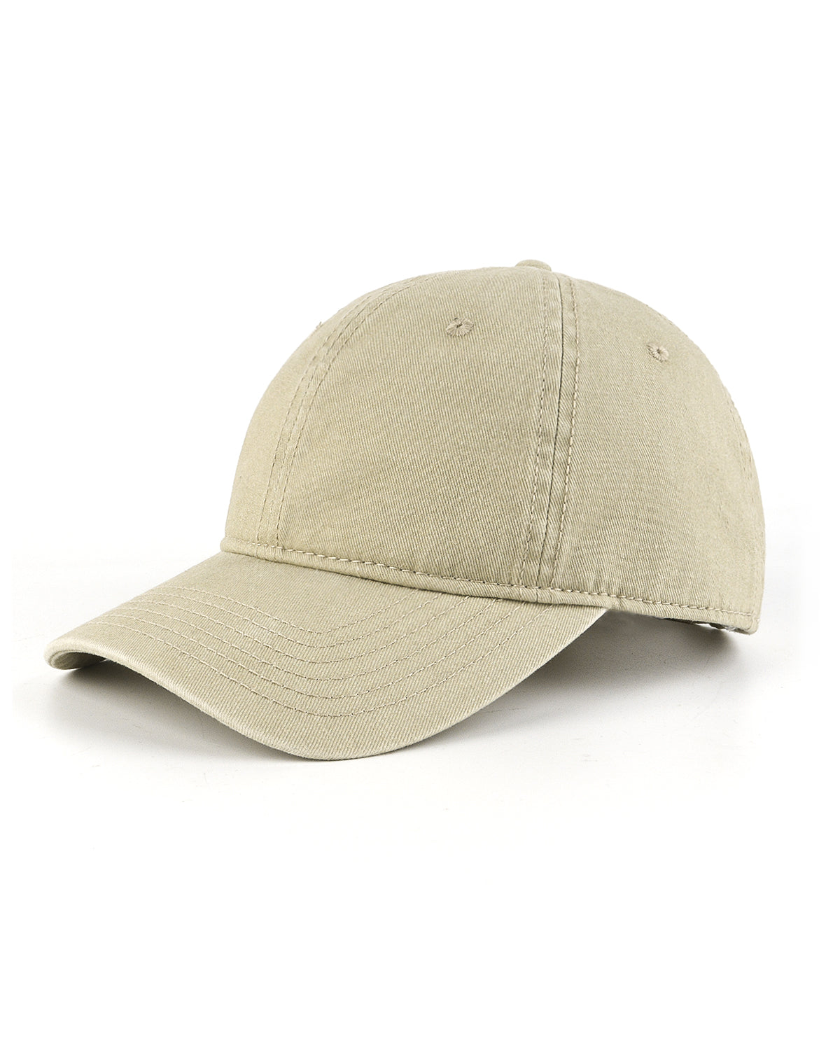 Beige washed denim baseball cap for big heads XXL - front view - Zylioo