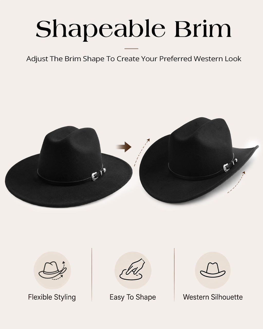 Western Felt Cowboy Hat for Big Heads