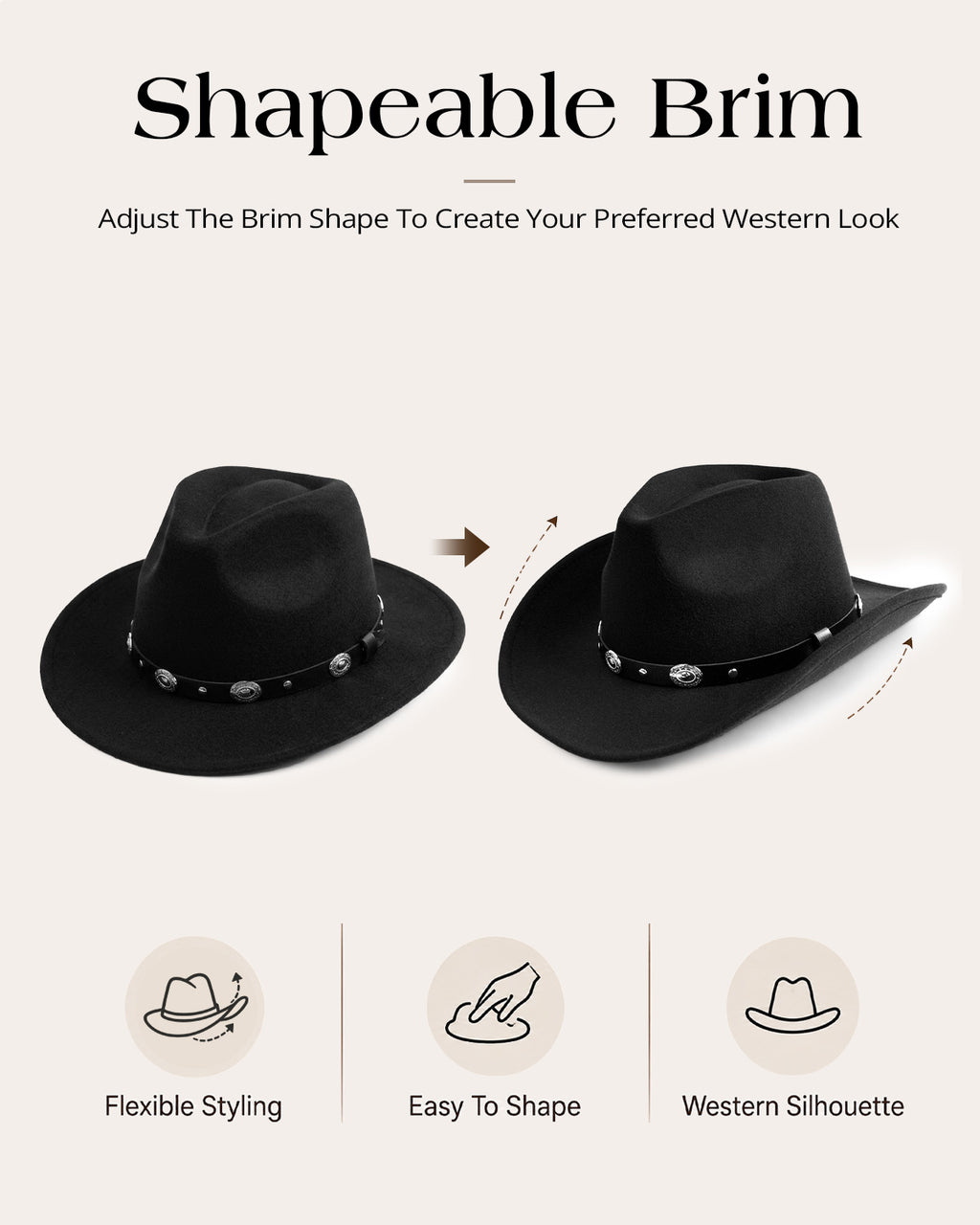 Felt Cowboy Hat for Big Heads