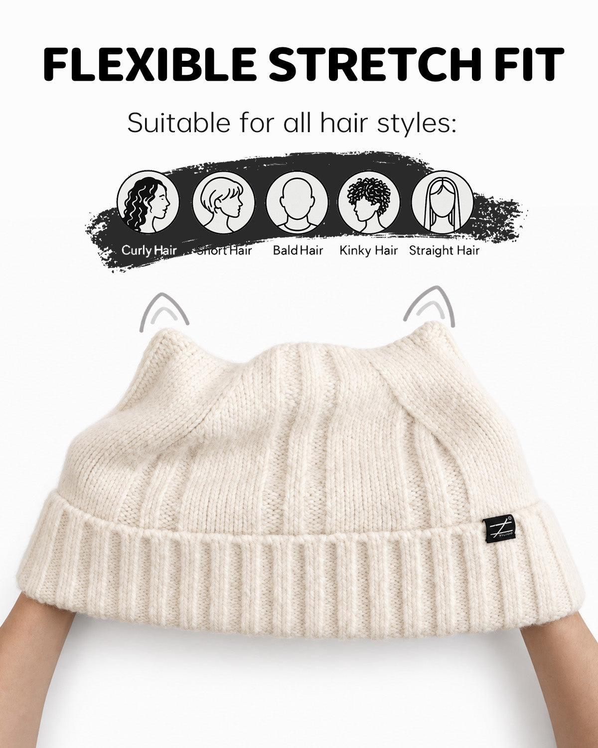 Fuzzy Cat Ear Beanie for Big Heads