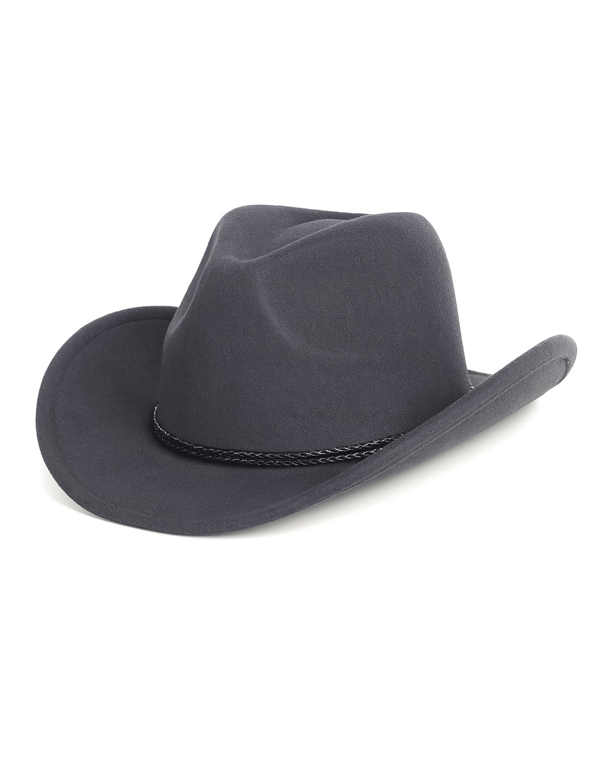 Gray felt cowboy hat for big heads XXL - front view - Zylioo