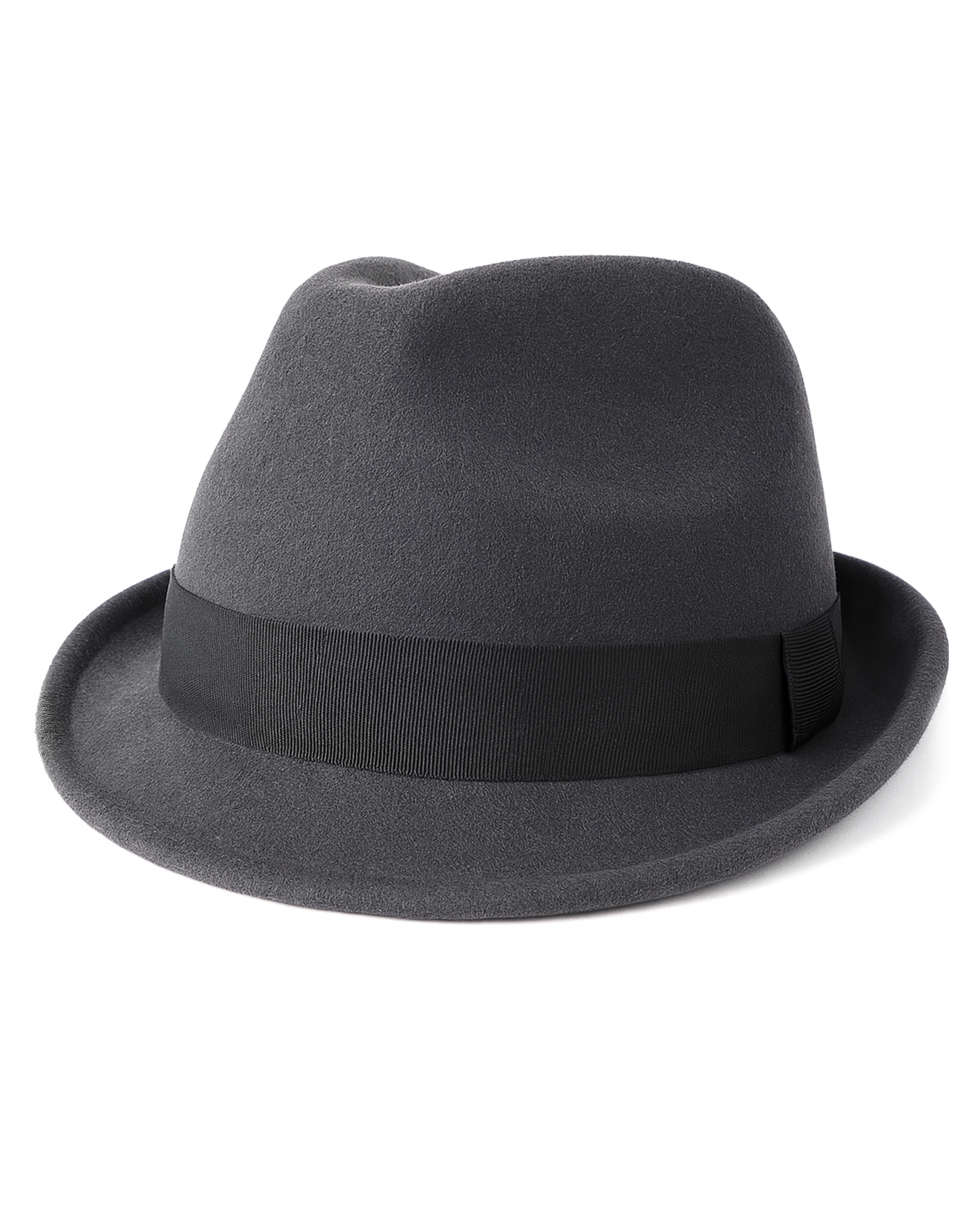  Dark gray adjustable felt trilby fedora for big heads XXL - front view - Zylioo