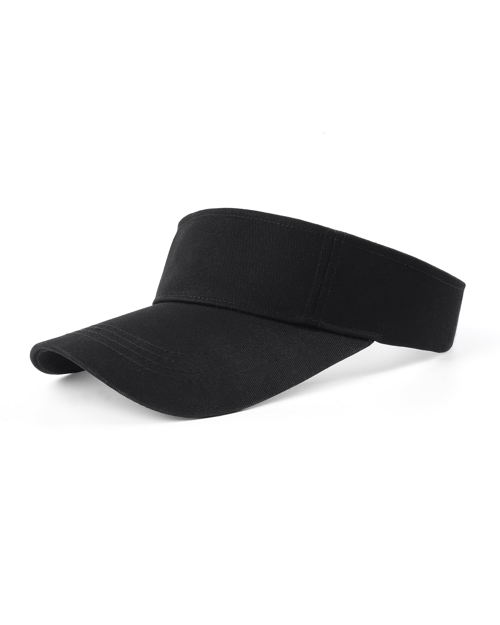 Black wide brim sun visor for big heads front view