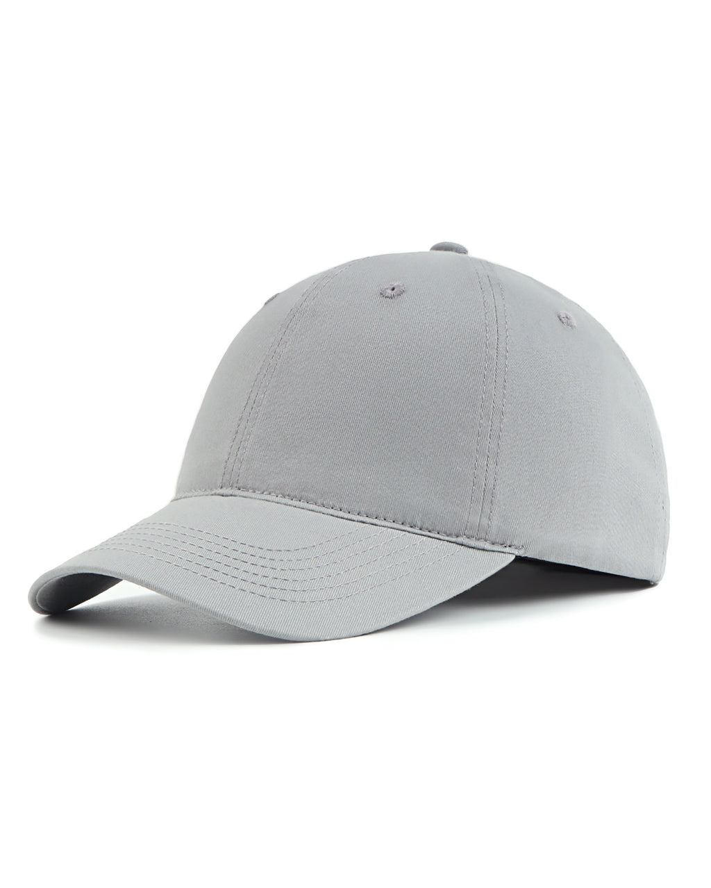 Gray soft closed back baseball cap for big heads front view