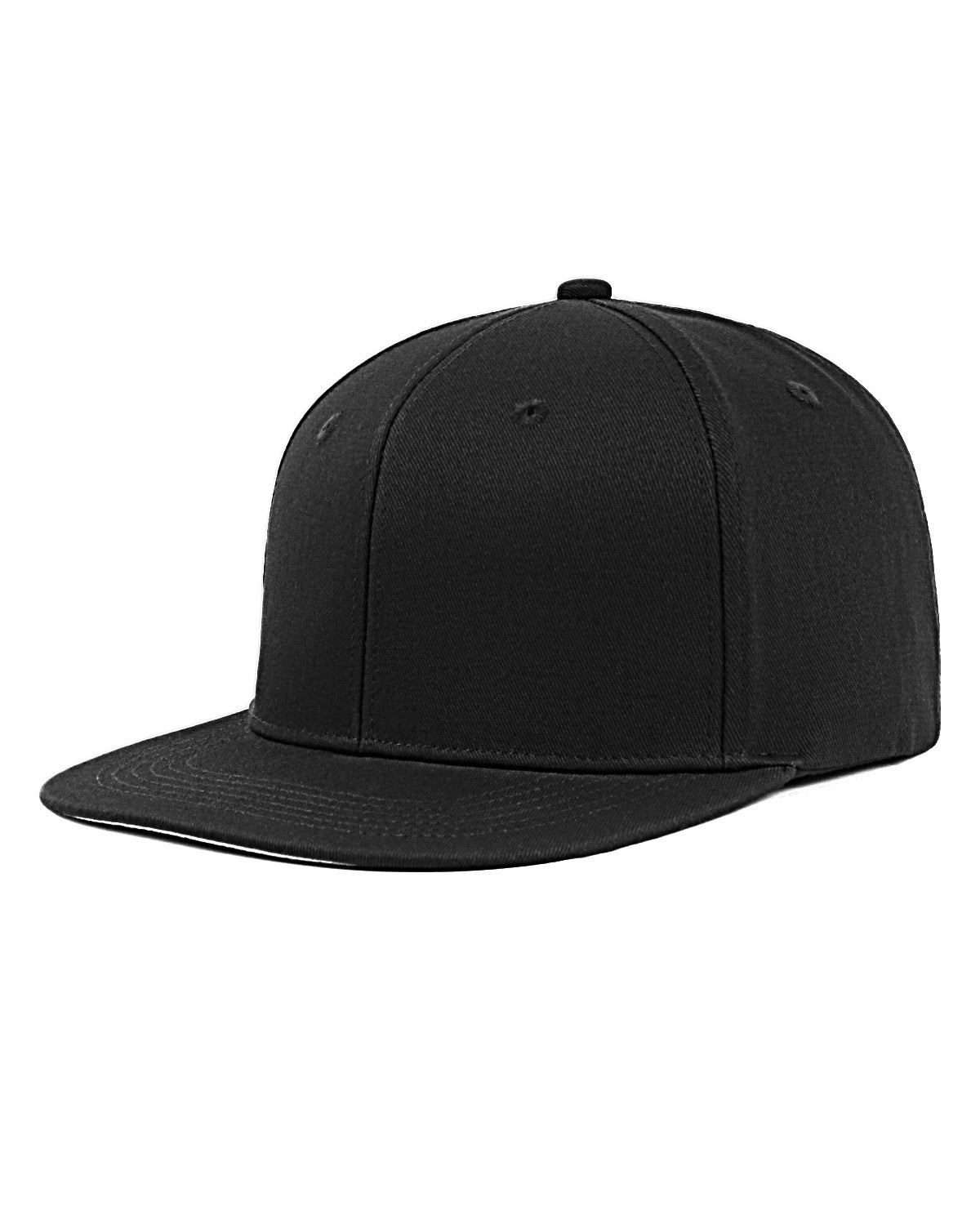 Black flat bill snapback baseball cap for big heads XXL - three quarter view - Zylioo