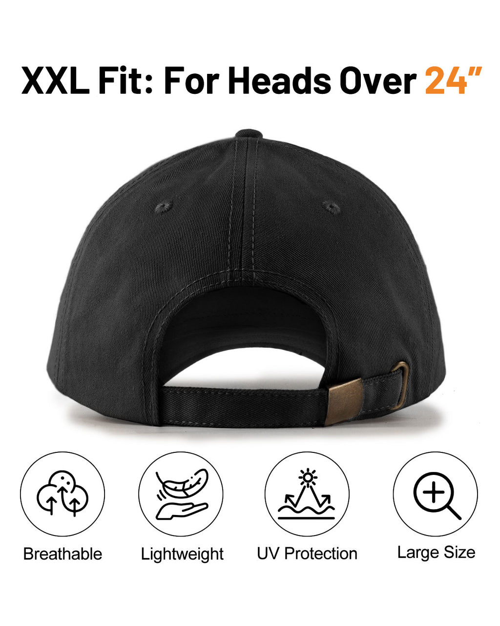 High Crown Structured Baseball Cap for Big Heads