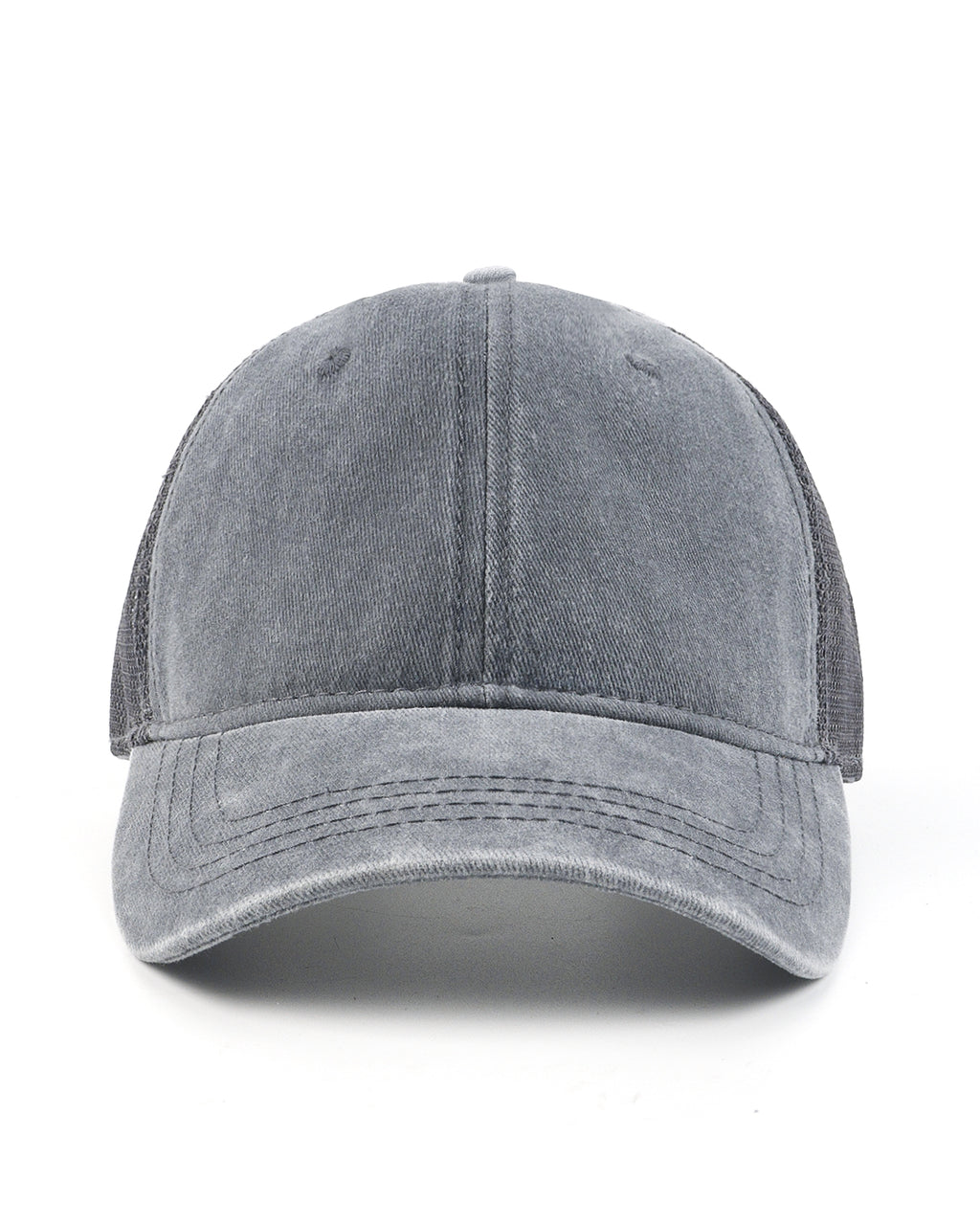  Gray cooling mesh washed trucker hat for big heads - front view