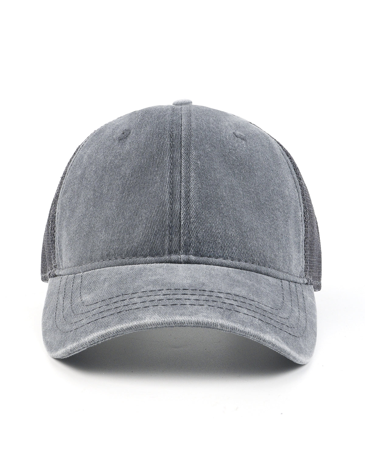 Gray cooling mesh washed trucker hat for big heads - front view