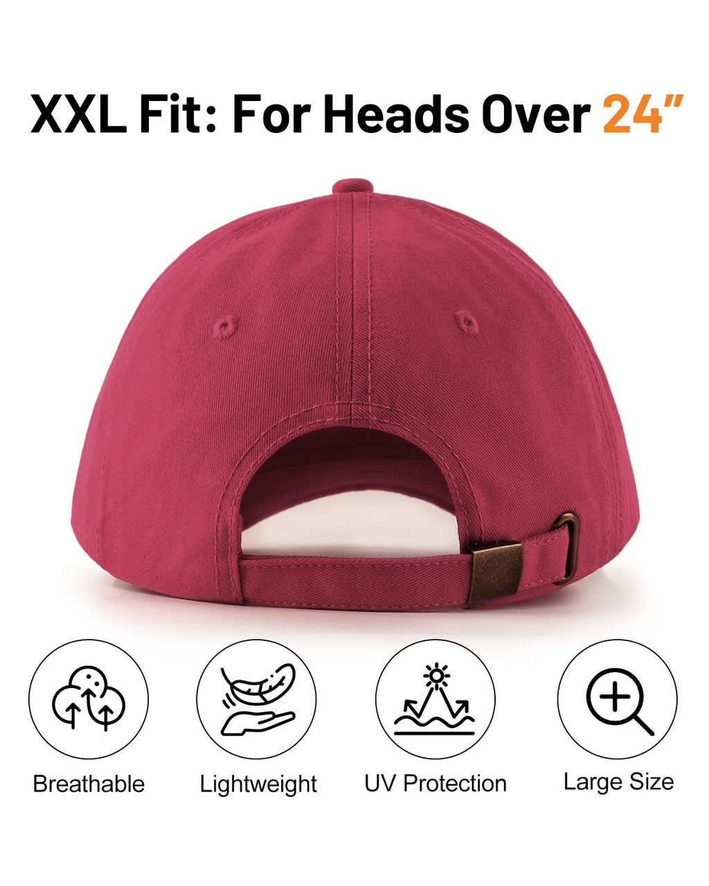 High Crown Structured Baseball Cap for Big Heads