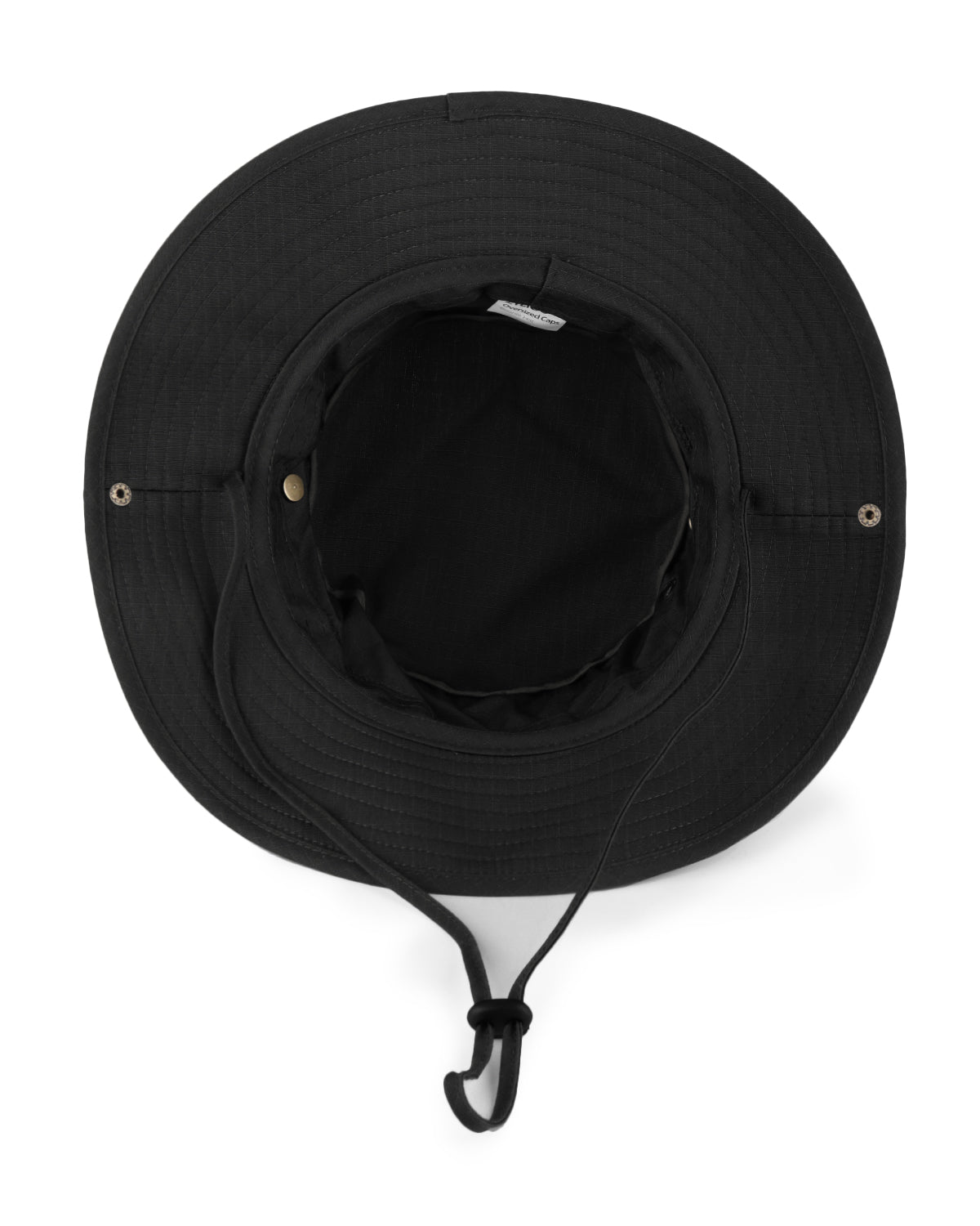 Black tactical boonie sun hat for big heads - interior sweatband detail