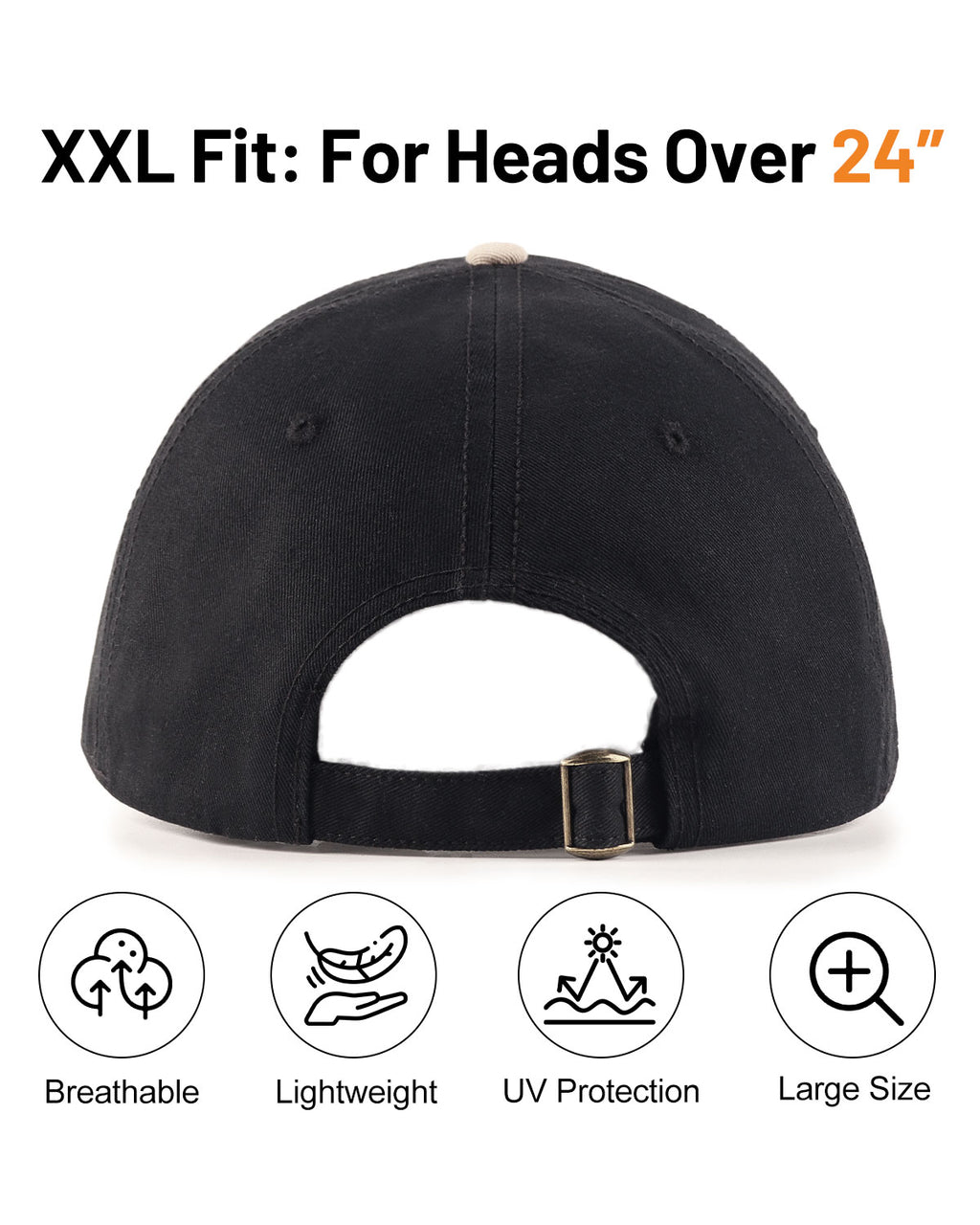 2-Tone Cotton Baseball Cap for Big Heads